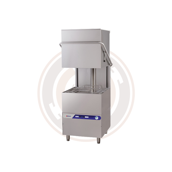 Omcan 26 Inch Commercial Upright High-Temperature Dishwasher with Digital Control Panel - Perfect for Restaurants, Cafes, and Catering Businesses
