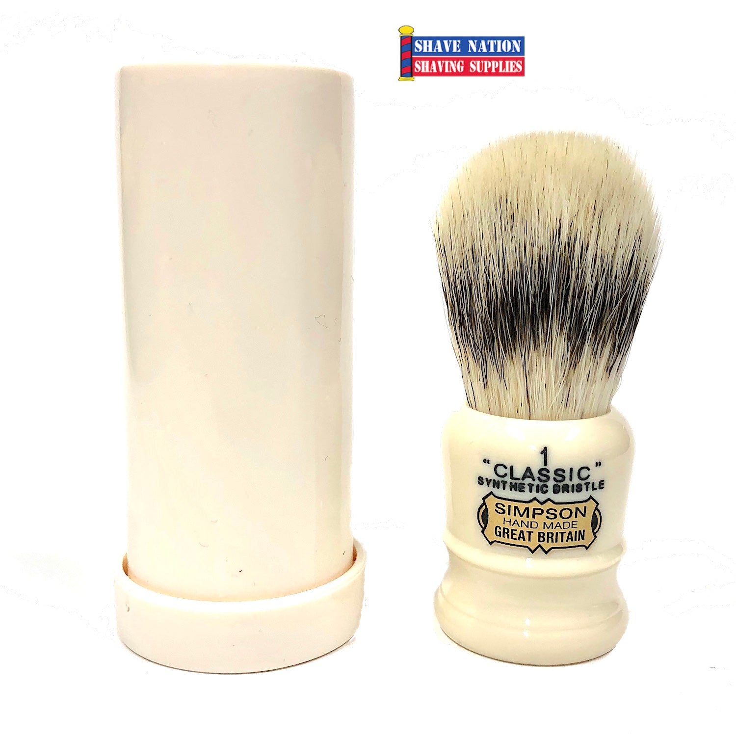 Simpsons Classic C1 Synthetic Shaving Brush with Travel Tube - Perfect for Wet Shaving & Travel Grooming Essentials