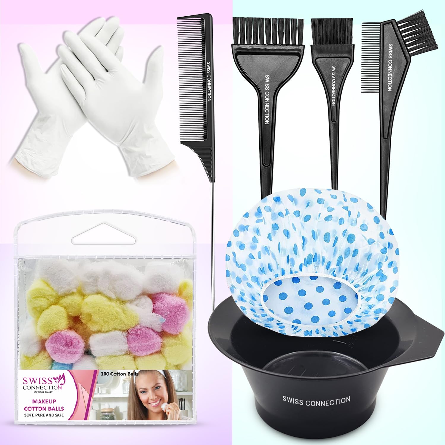 Swiss Connection Hair Dye Color Kit - Permanent Hair Coloring for All Hair Types | Includes Gloves, Coloring Cape, Comb & Cotton Balls | At-Home Salon Experience for Men & Women | Perfect for DIY Hair Coloring, Root Touch-Ups & Gray Coverage