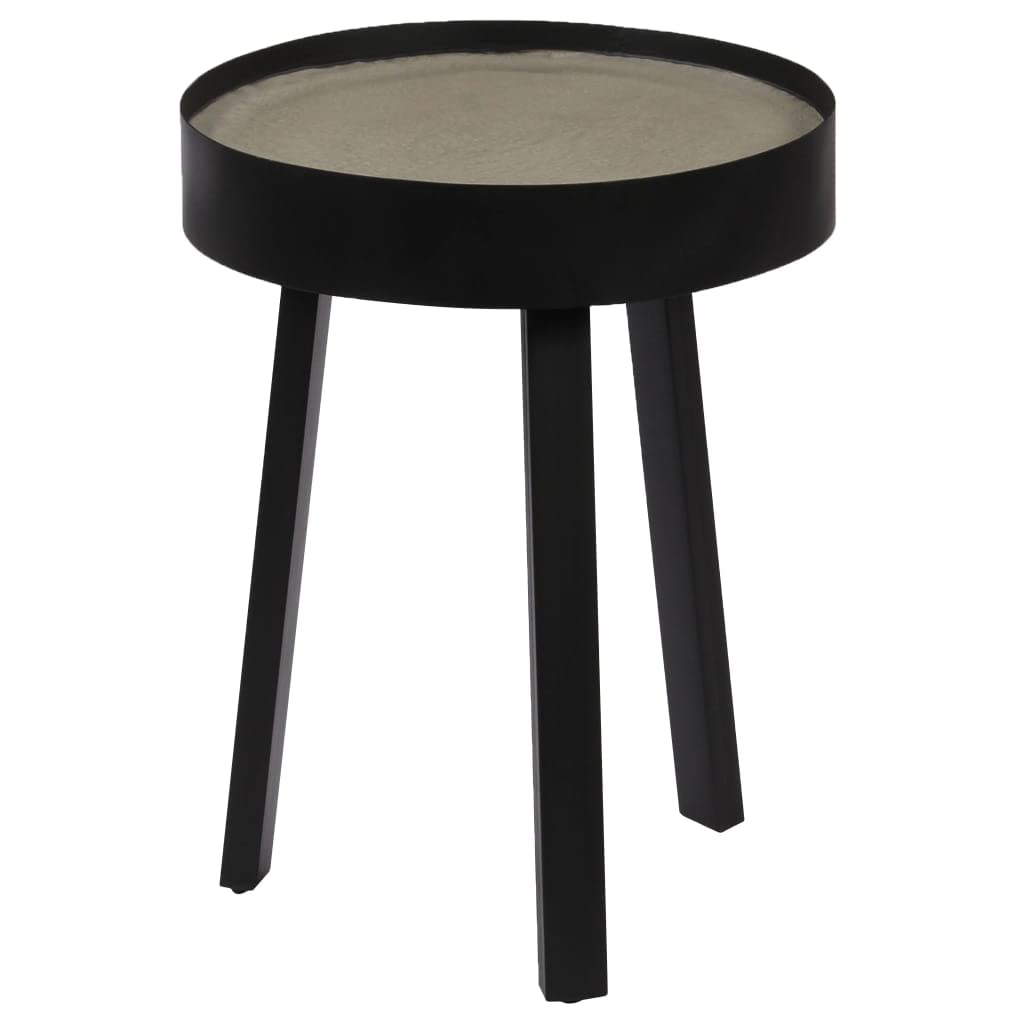 Modern Round Coffee Table with Metal Steel Frame & Concrete Top - 15.7