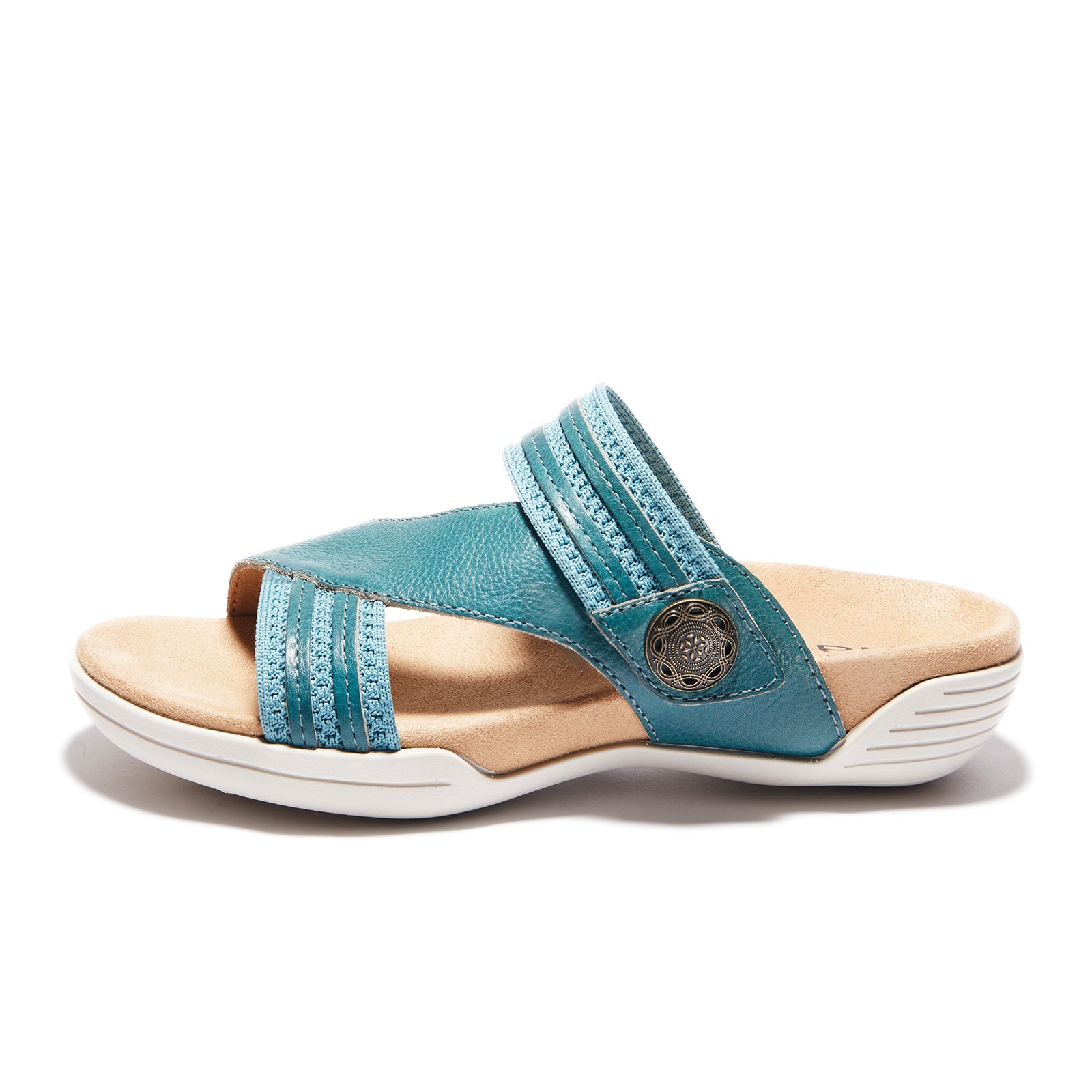 Halsa Desiree Women's Slide Sandals - Comfortable Blue Summer Beach Sandals for Casual Wear, Poolside, and Vacation