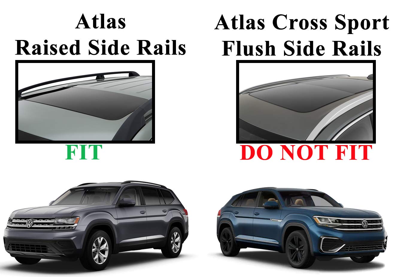 BrightLines Universal Roof Rack Cross Bars for Volkswagen Atlas (2017-2025) - Heavy Duty Aluminum Cargo Carrier for SUVs, Camping Gear & Outdoor Adventures