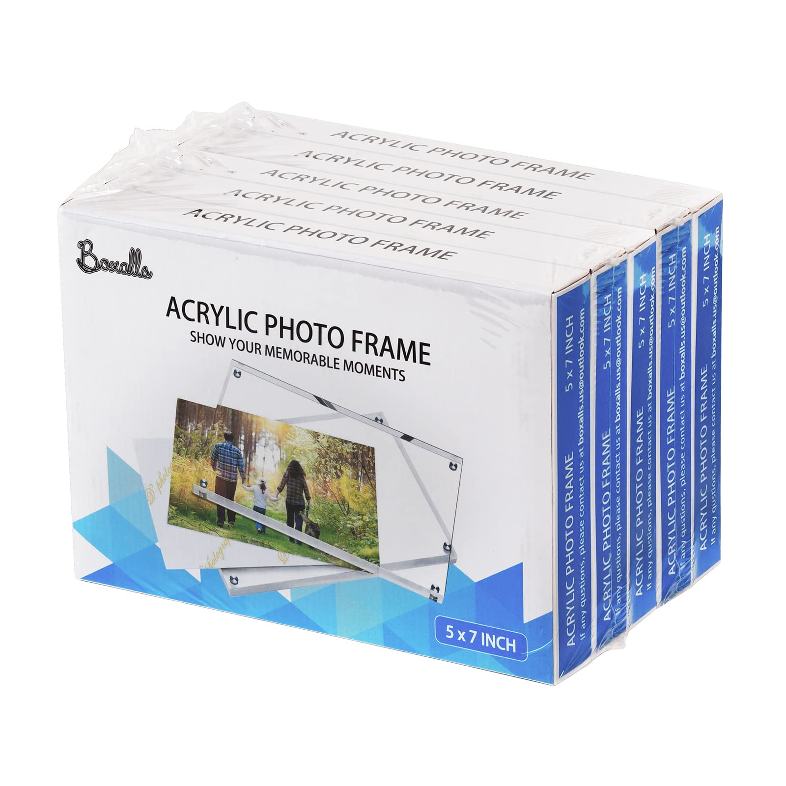 5x7 Acrylic Picture Frames 5 Pack - Clear Frameless Magnetic Photo Frames for Wall & Tabletop Display, Double-Sided Transparent Desktop Frames for Home Office Decor, Wedding Photos & Family Memories (5 Pack)