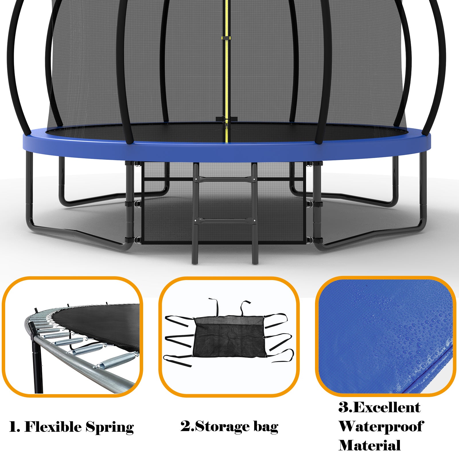 12FT Kids Trampoline with Safety Enclosure Net & Ladder - Outdoor Bounce Trampoline for Backyard, Garden, and Playground Fun - Perfect for Family Recreation and Exercise