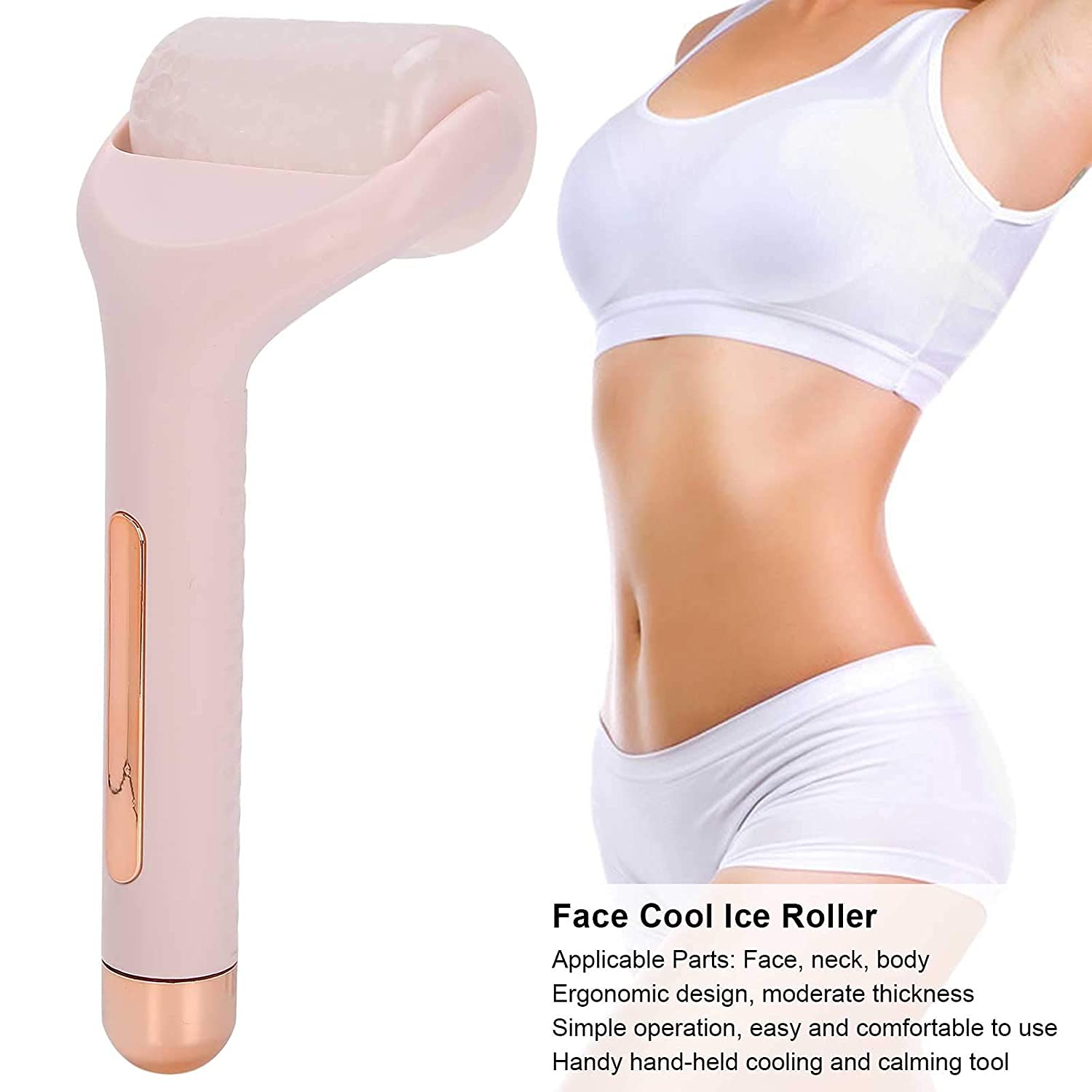 KolorFish Ice Roller Face Massager for Skin Tightening & Wrinkle Reduction - Cooling Therapy to Brighten Complexion, Reduce Under Eye Puffiness - Migraine & Pain Relief - Perfect for Morning Skincare Routine & Post-Workout Recovery (Pink)