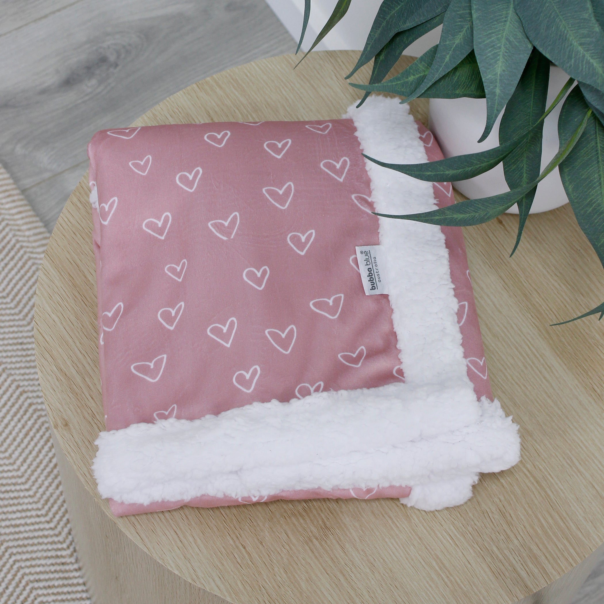Nordic Velour Cuddle Blanket with Fleece Lining - Soft Plush Berry Heart Design Throw Blanket for Bed, Sofa & Couch - Perfect for Cozy Nights, Movie Time and Home Decor