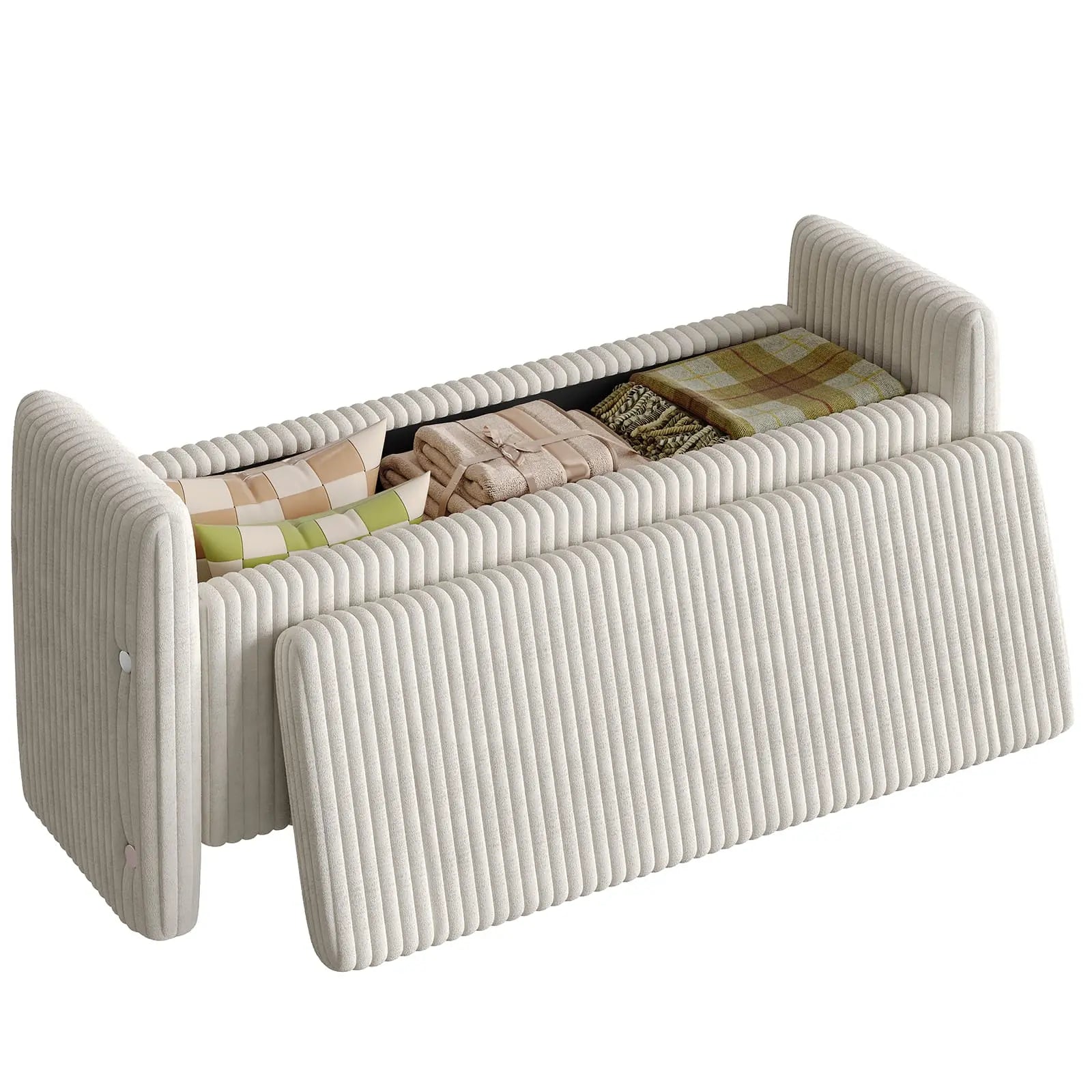 Bestier Velvet Ottoman Storage Bench with Tufted Seat - Stylish Footrest & Organizer for Bedroom, Living Room, Entryway - Perfect for Extra Seating & Hidden Storage