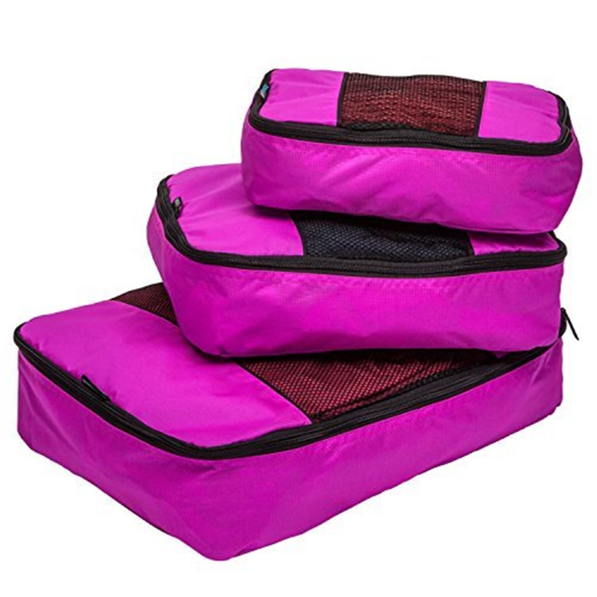 TravelWise 3-Piece Pink Packing Cubes for Luggage Organization - Perfect for Travel, Business Trips & Vacation Packing
