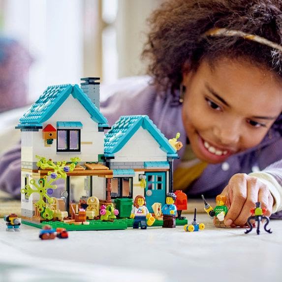 LEGO Creator 3 in 1 Cozy House Building Kit - Build 3 Different Houses with Family Minifigures & Accessories | Creative DIY Construction Toy for Kids, Boys & Girls Ages 6+ | Perfect for Indoor Play, Birthday Gifts & STEM Learning (Model 31139)