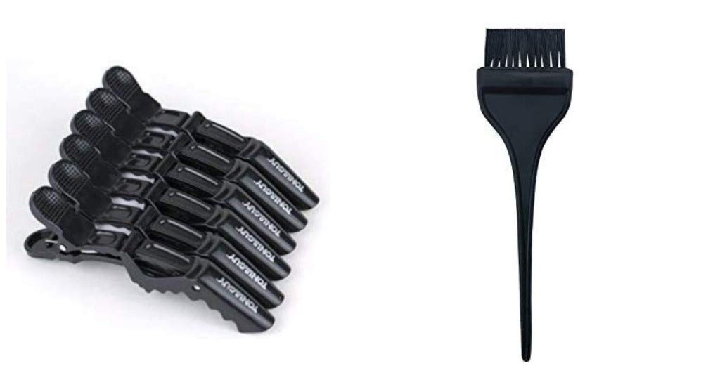 Professional Hair Sectioning Clips & Free Dye Brush Set (6-Pack) - Salon-Grade Crocodile Hair Clips for Styling, Coloring & Extensions | Perfect for Hairstylists & DIY Home Hair Care
