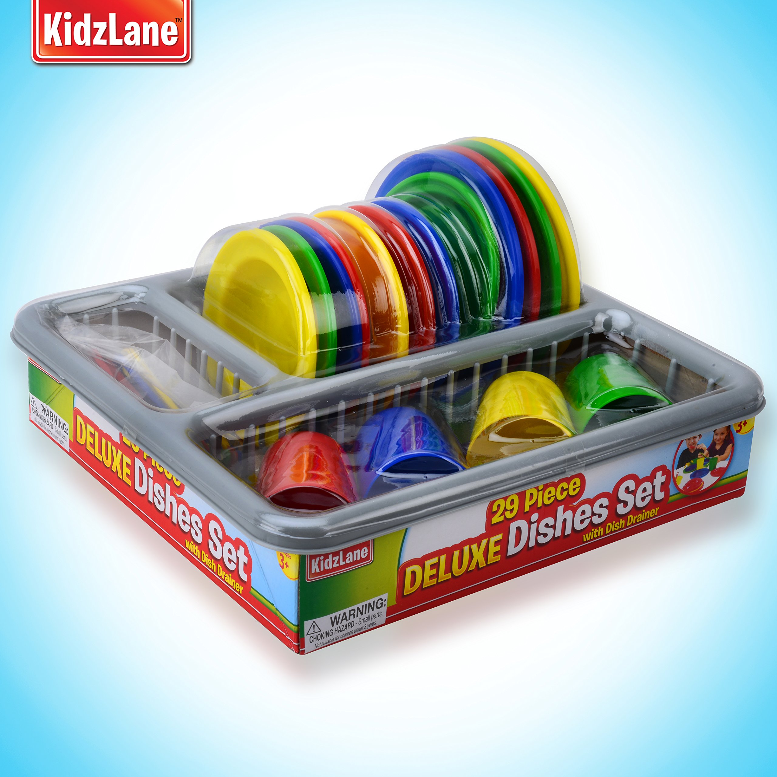 Kidzlane Kids & Toddler Play Kitchen Accessories Set - 24-Piece Dishwasher Safe Plastic Toy Dishes, Plates & Utensils - Pretend Play Kitchen Toys for Toddlers & Preschoolers - Perfect for Role Play, Birthday Gifts & Early Learning Development