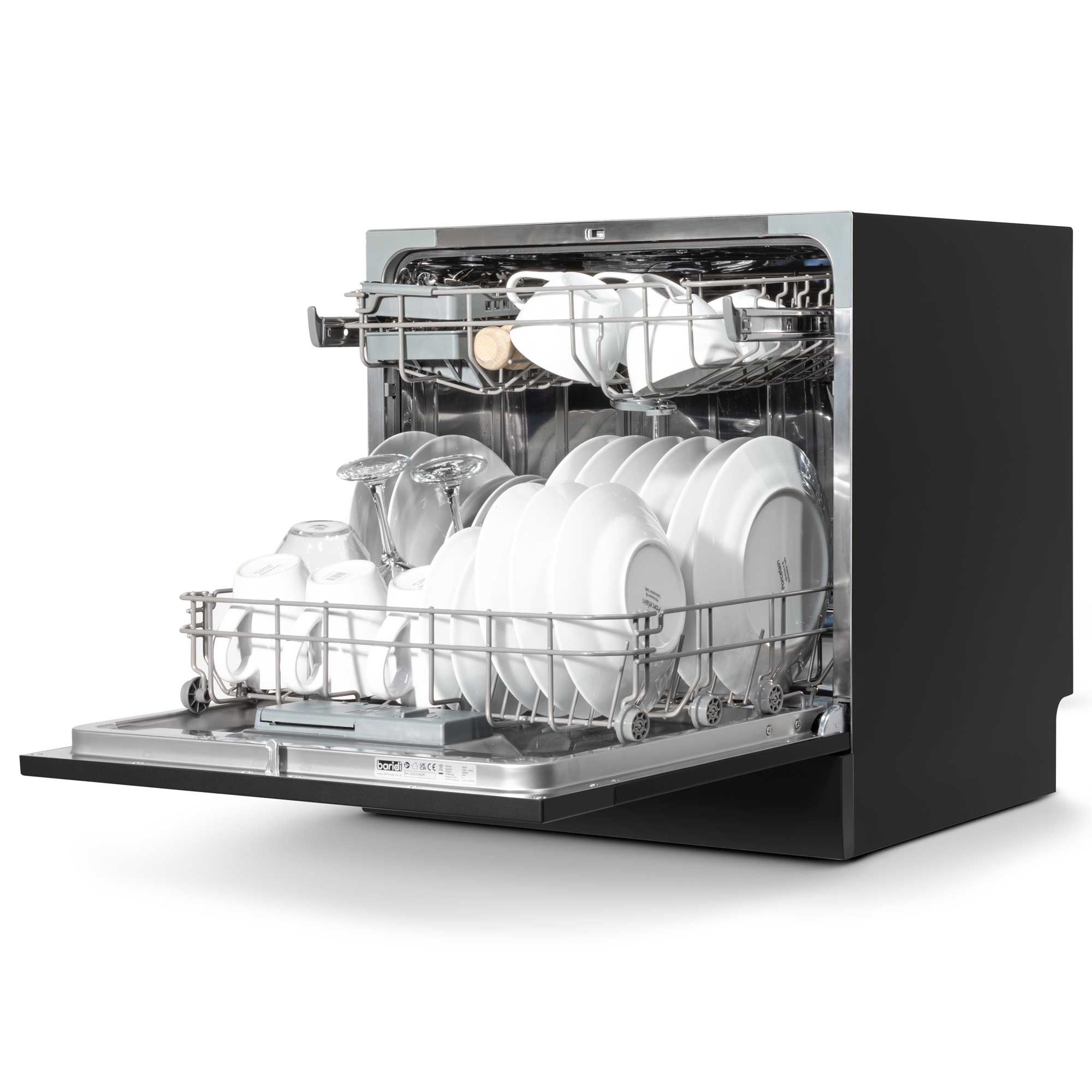 Baridi Compact Tabletop Dishwasher - 8 Place Settings, 6 Wash Programs, Ultra Quiet (42dB), 8L Capacity in Sleek Black (Model DH88) | Perfect for Small Kitchens, Apartments, Dorms & RVs