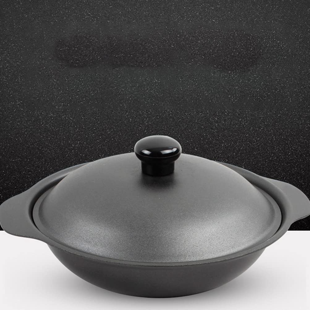DOITOOL 1-Piece Heat-Resistant Cast Iron Clay Pot with Lid - Small Casserole Rice Cooker for Chicken Rice, Stews & Soups - Perfect for Stovetop, Oven & Serving Dishes