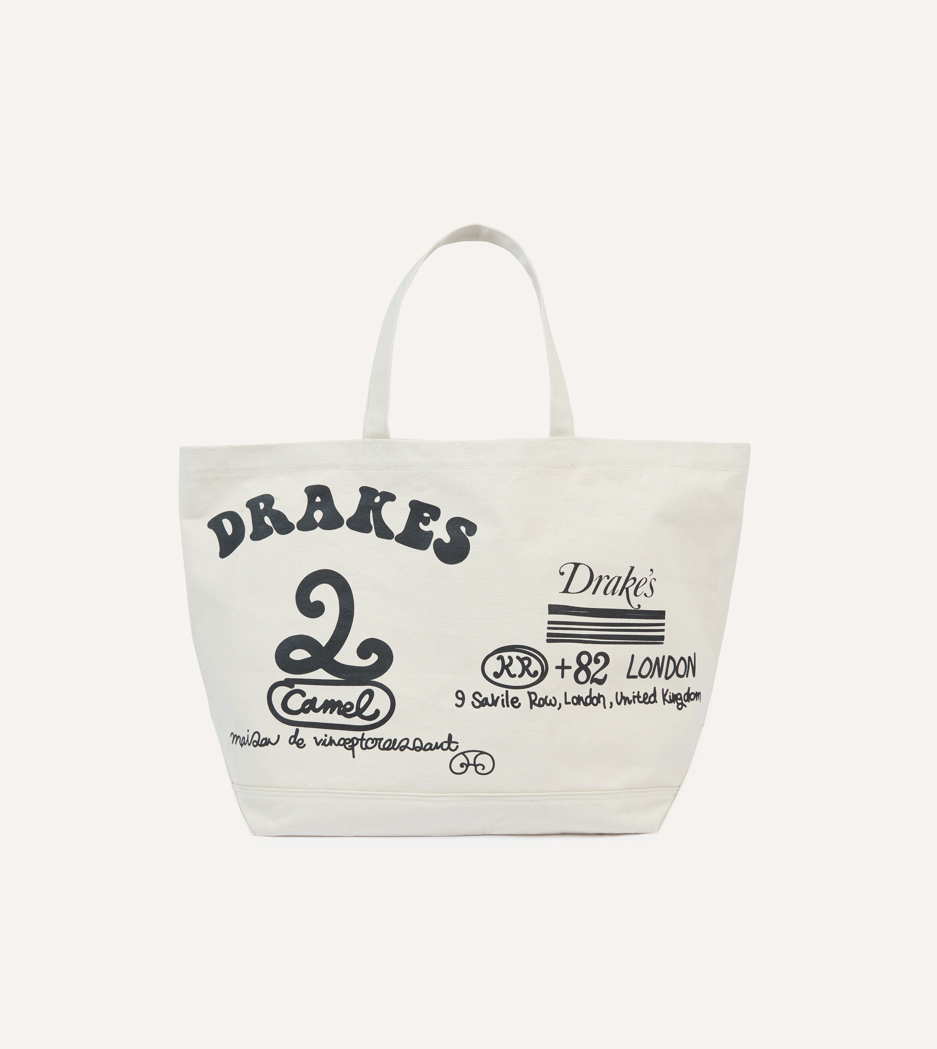 Drake's & Mr Camel Ecru Canvas Tote Bag - Stylish Reusable Shopping Bag for Groceries, Beach, Work & Travel