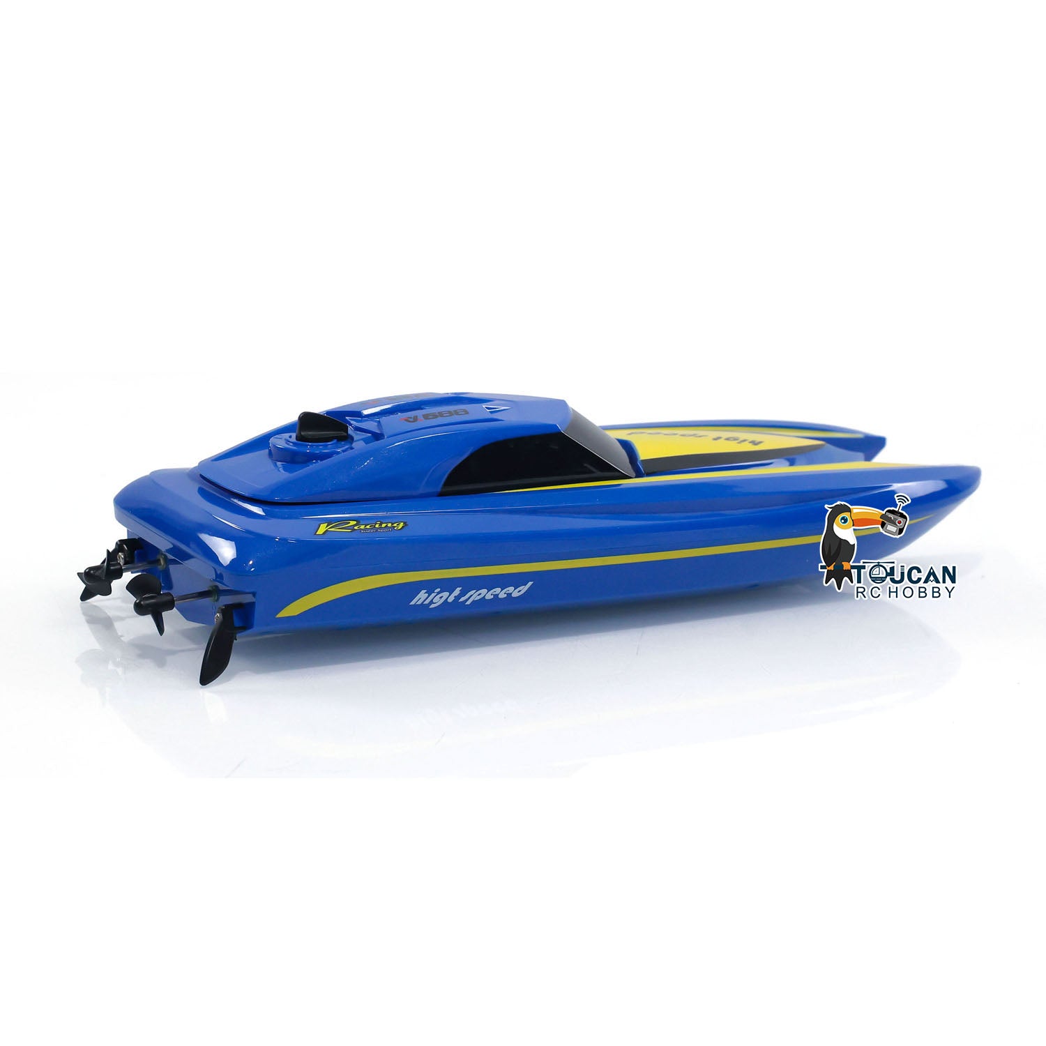 TOUCAN High Speed Electric RC Boat - Ready to Run (RTR) Radio Controlled Racing Ship for Kids & Adults - Durable Plastic Pool & Lake Toy for Outdoor Water Play - Painted & Assembled for Immediate Fun