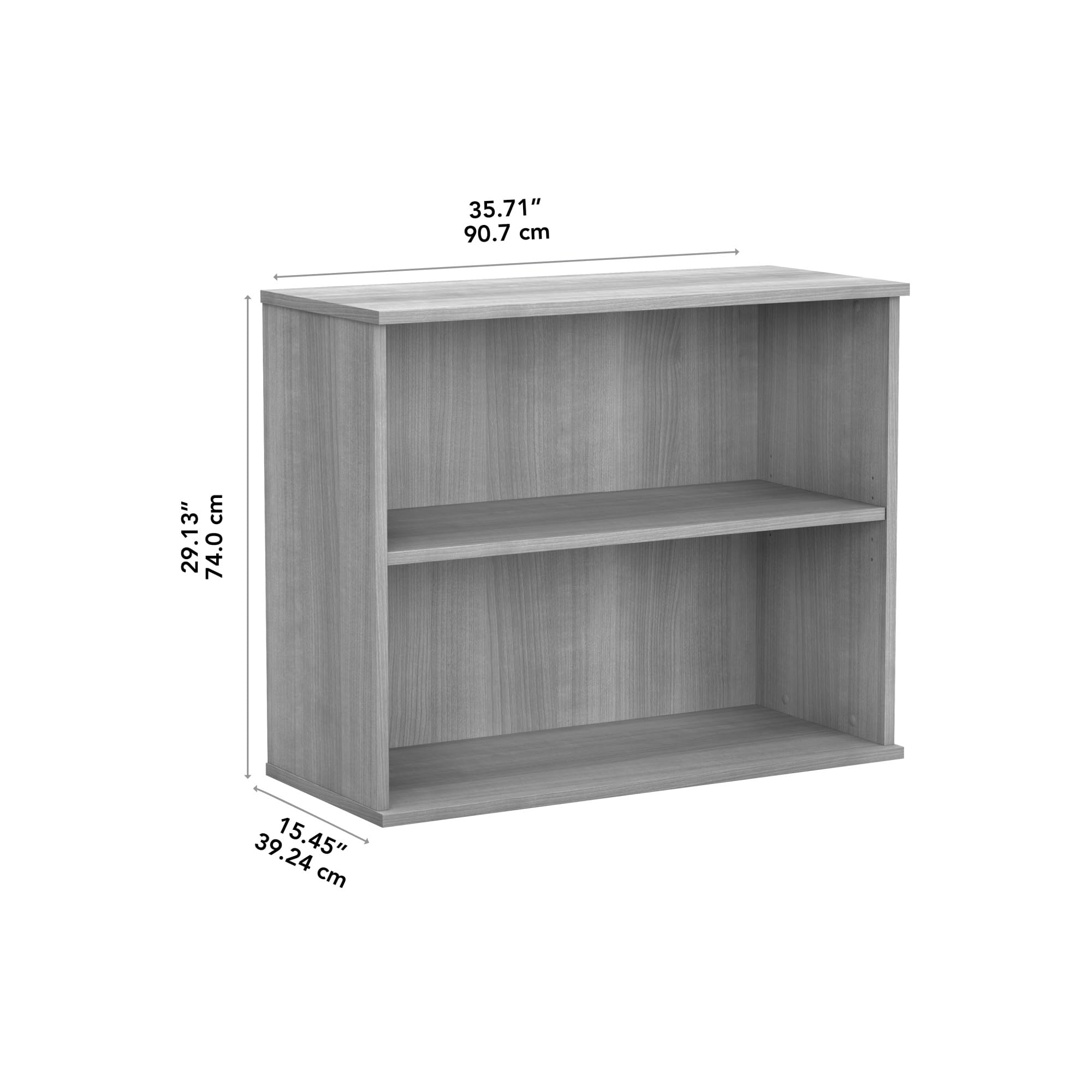 Bush Business Furniture Small 2 Shelf Bookcase in Platinum Gray - Compact Low Bookshelf for Home Office, Living Room & Dorm - Perfect for Organizing Books, Decor & Office Supplies