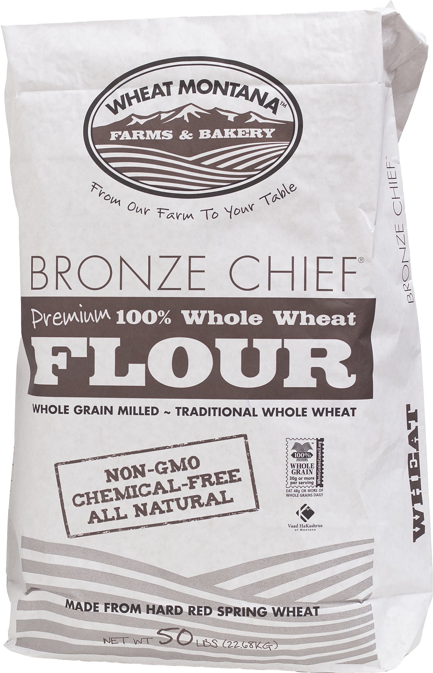 Premium Bronze Chief Flour by Wheat Montana - 50 lb Bulk Bag for Baking, Bread Making & Artisan Recipes | High-Quality All-Purpose Flour for Home Bakers & Professional Chefs