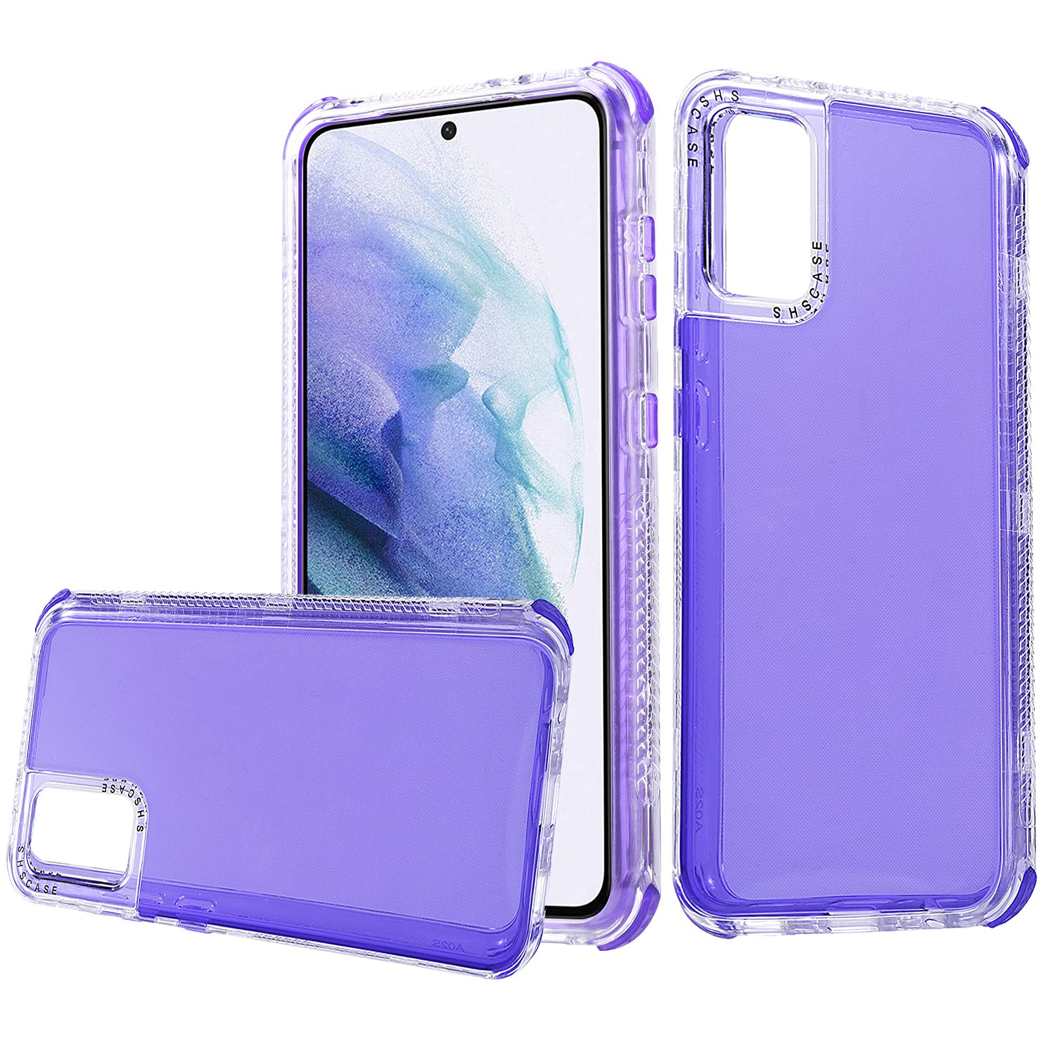 Premium Shockproof TPU Clear Case for Samsung Galaxy A52 - Luxury Glitter Design with Camera Lens Protection (MJ Purple) | Perfect for Everyday Use, Travel & Work Protection