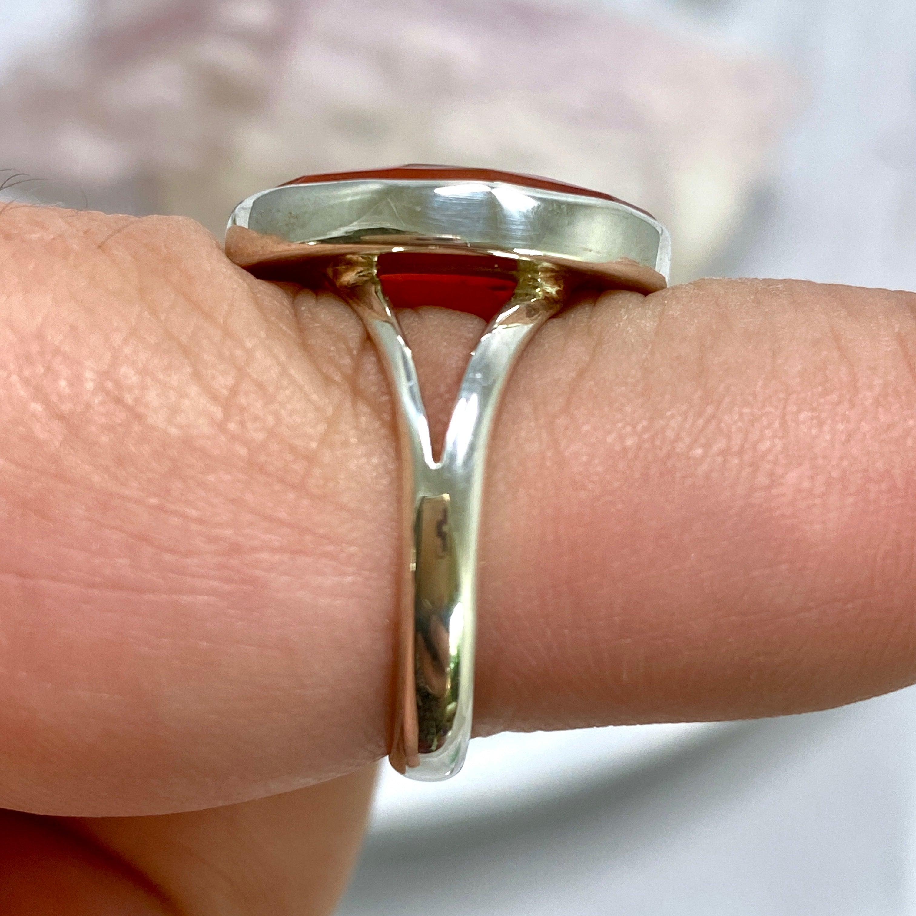 Natural Carnelian Oval Faceted Ring - Size 9 - KRGJ2122 - Elegant Boho Jewelry for Women, Perfect for Everyday Wear & Special Occasions