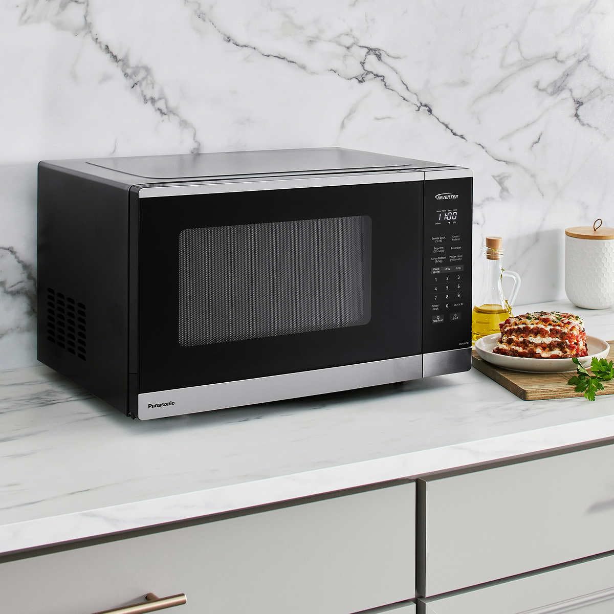 Panasonic 1.3 cu. ft. Inverter Microwave Oven with 1200W Power - NN-SC67NS - Perfect for Small Kitchens, Dorms & Office Break Rooms