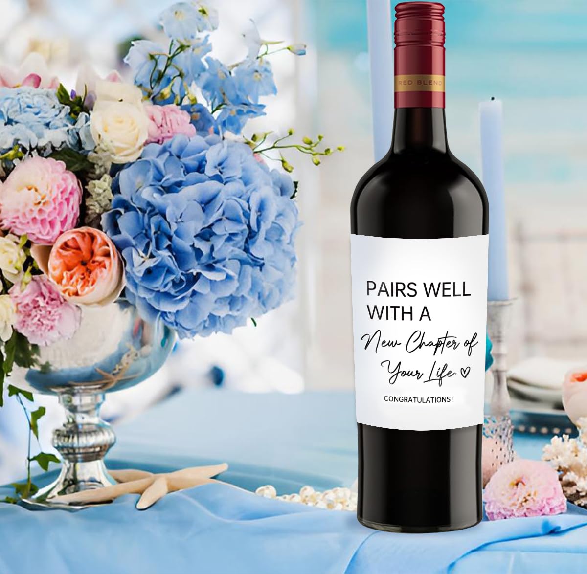 24Pcs Wine Bottle Labels - Perfect for New Beginnings, Engagement, Retirement, Housewarming & Divorce Gifts - Funny & Personalized Wine Stickers for Women & Men - Great for Parties, Celebrations & Special Occasions