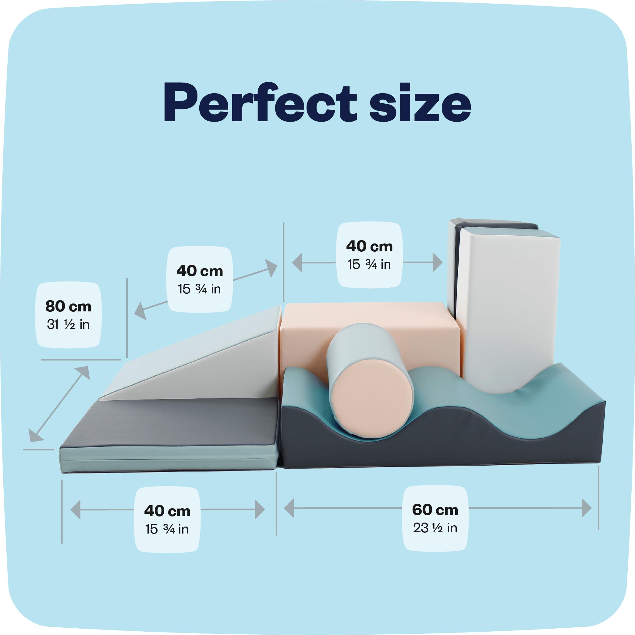 IGLU Soft Play Discoverer Set for Toddlers 1-3 Years - Montessori Climbing Foam Blocks with Anti-Slip Surface (7 Shapes, Pastel) - Perfect for Indoor Playrooms, Daycare Centers & Safe Toddler Exploration
