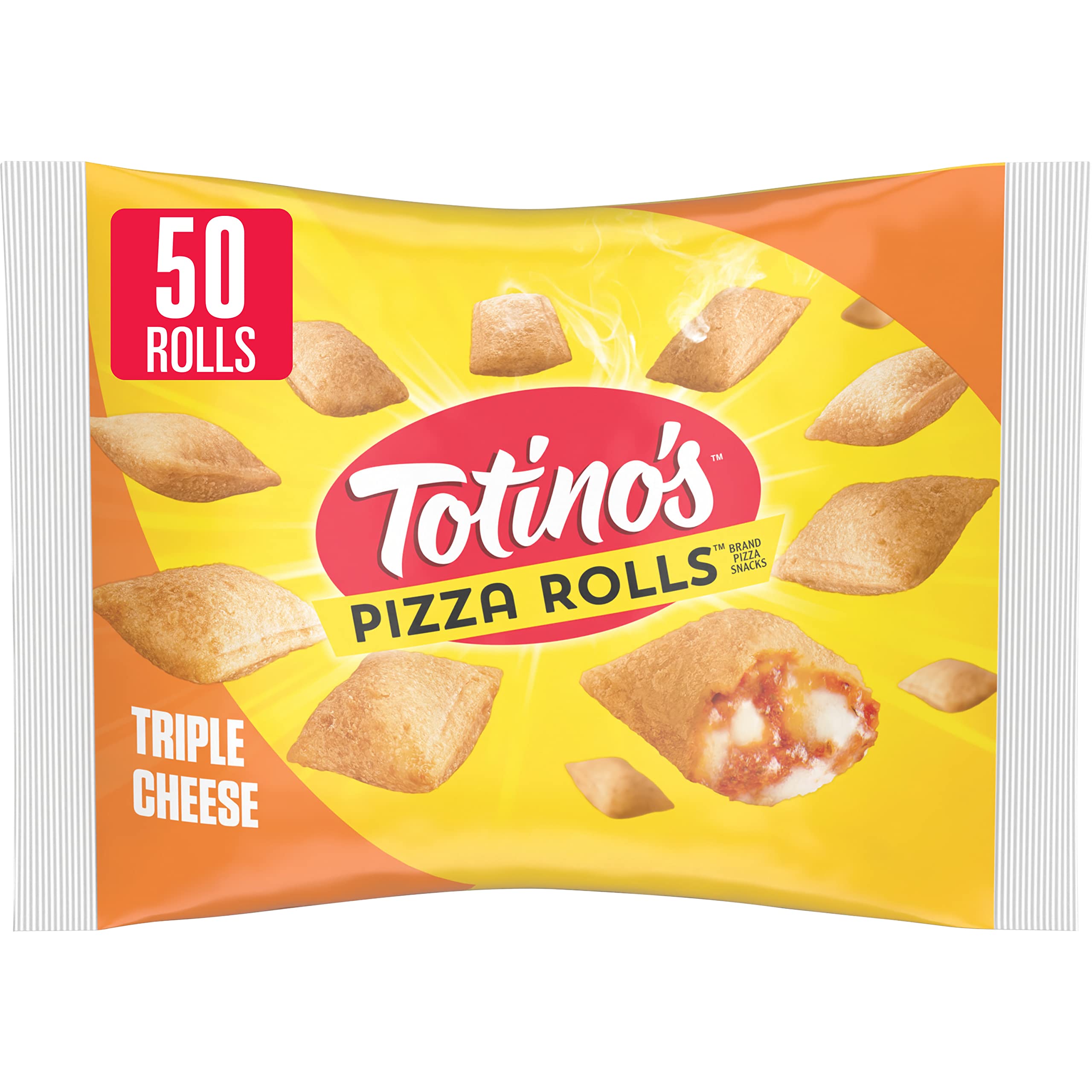 Totino's Triple Cheese Pizza Rolls - Frozen Snacks (50 Count, 24.8 oz) | Perfect for Parties, Game Nights & Quick Meals