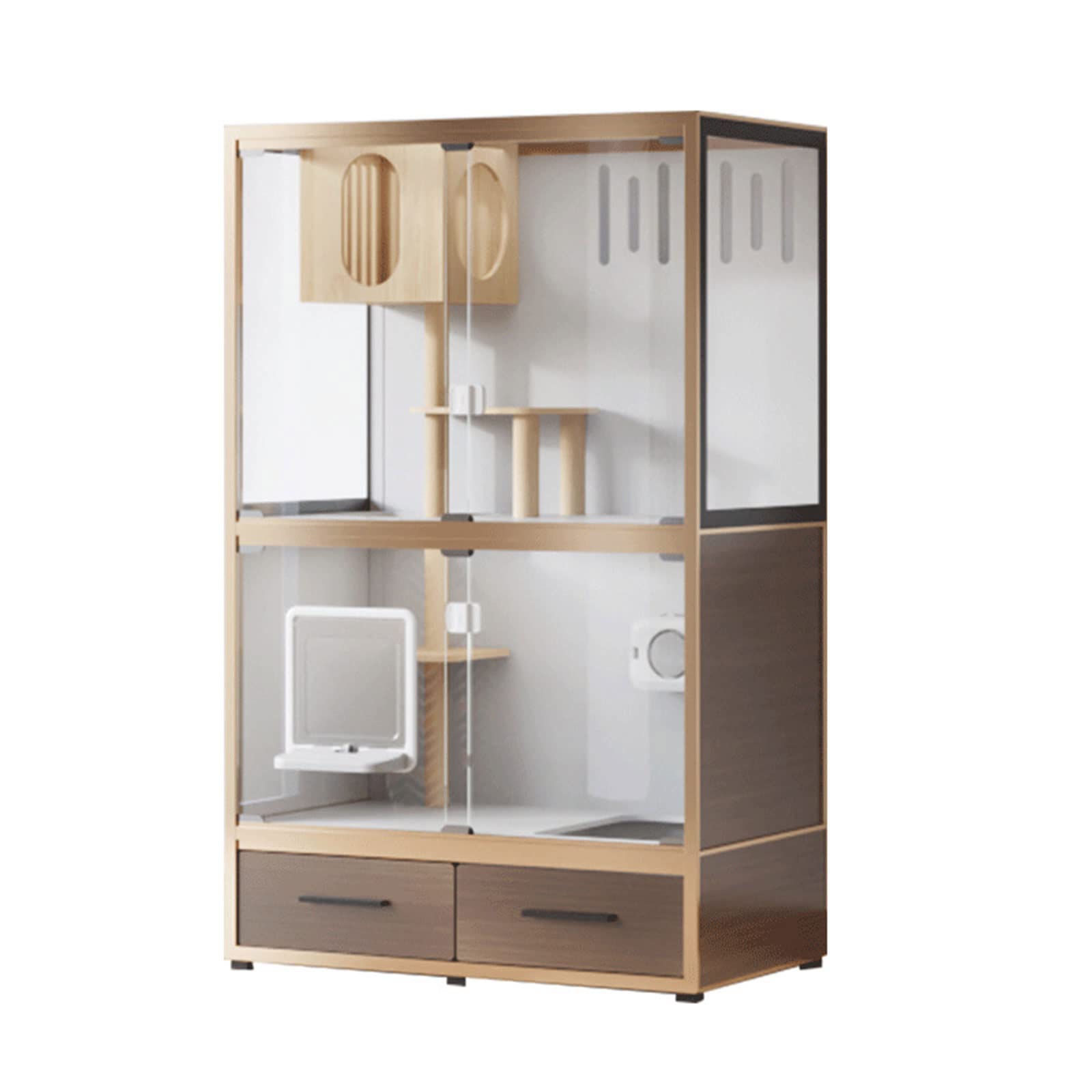 Luxury Cat House - Double Layer Solid Wood Villa for Large Cats & Kittens - Perfect for Home & Delivery Room