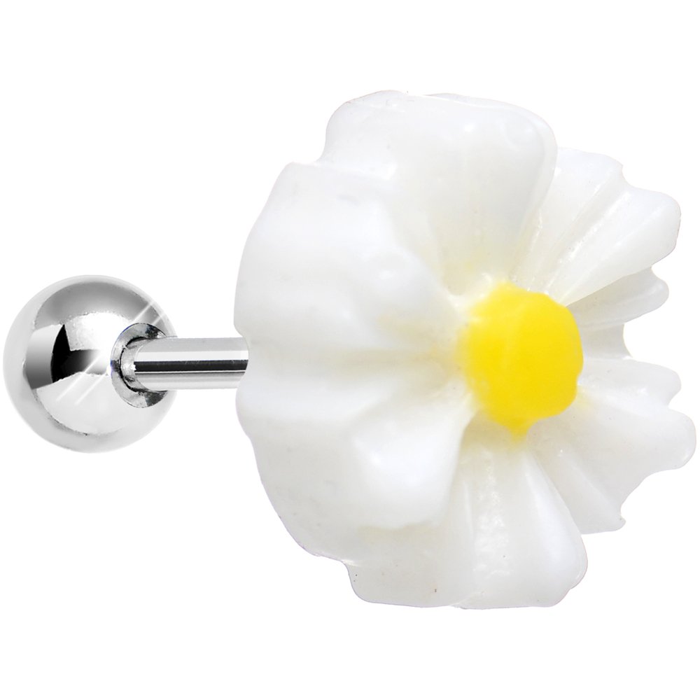 Body Candy White Desert Cactus Flower Cartilage Tragus Earrings - Stylish Boho Piercing Jewelry for Women | Perfect for Everyday Wear & Special Occasions