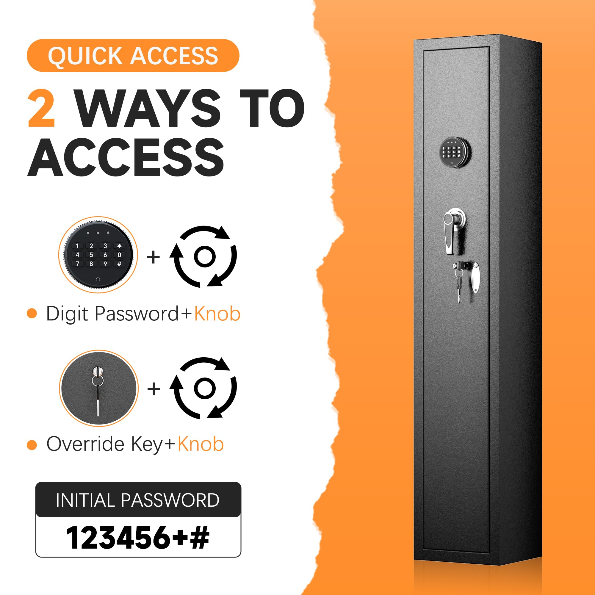 INTERGREAT 2-4 Gun Safe for Rifles & Shotguns - Quick Access Digital Keypad Security Cabinet for Home, Office & Hunting Use