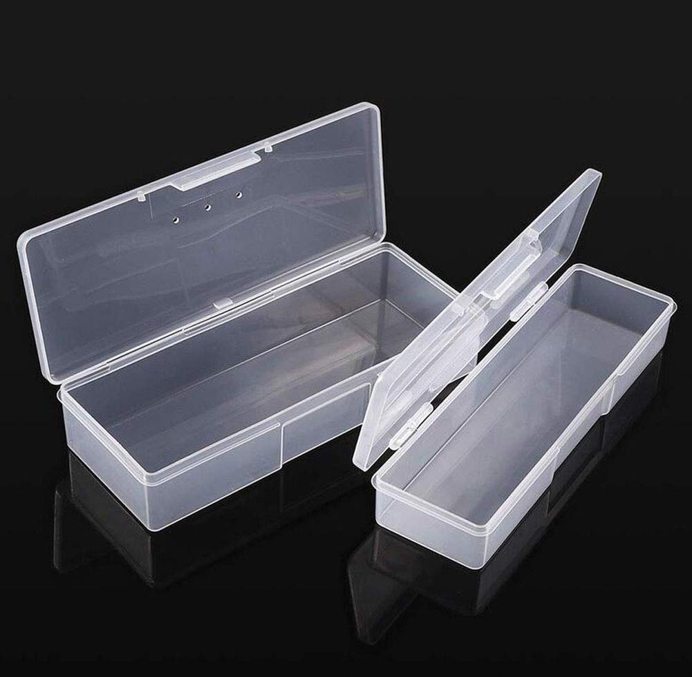 2 Pack Clear Plastic Storage Box - Multifunctional Organizer for Nail Art Tools, Office Supplies & Manicure Accessories | Stackable Rectangular Container for Home, Salon & Workplace Organization