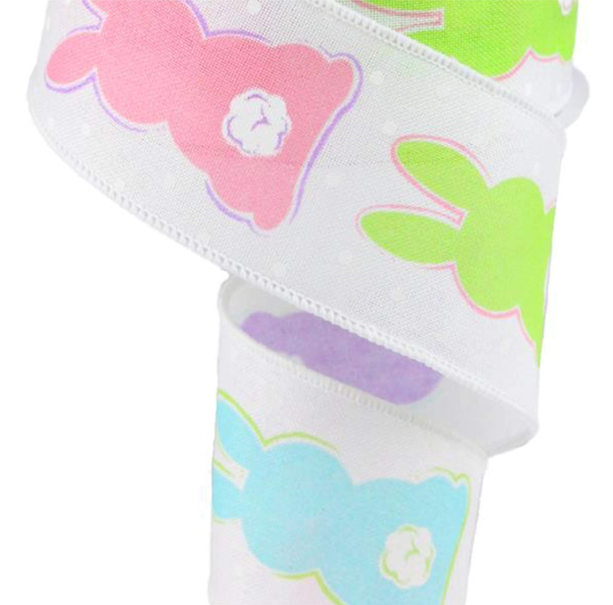 Bunny Bottoms 2.5 Inch White Canvas Wired Edge Ribbon - 10 Yards Bulk Roll for Gift Wrapping, DIY Crafts, Floral Arrangements & Home Decor