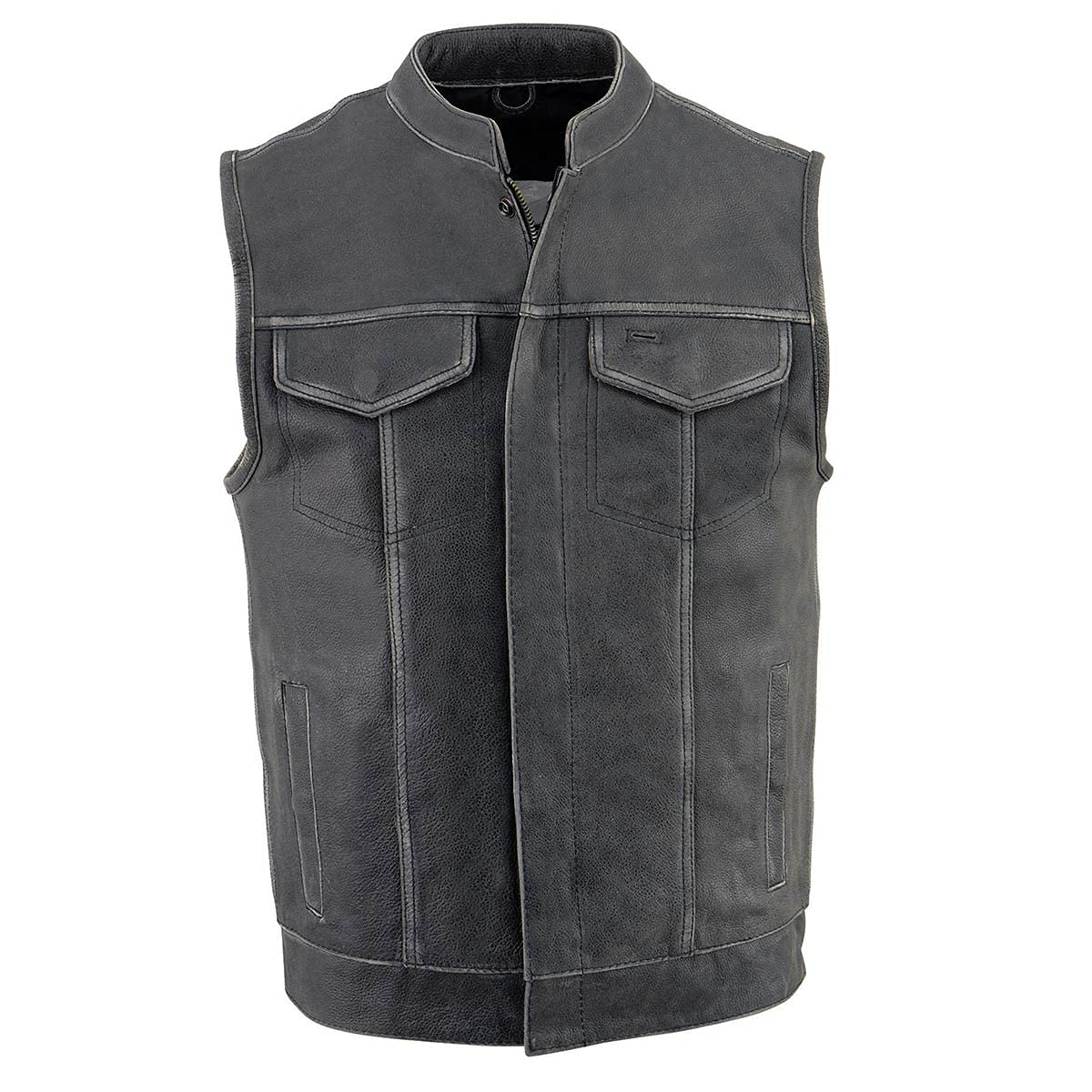 Milwaukee Leather MLM3513 Men's Premium Biker Vest - Genuine Leather Motorcycle Vest with Snap & Zipper Closure for Harley Riders - Perfect for Cruising, Bike Rallies and Motorcycle Events