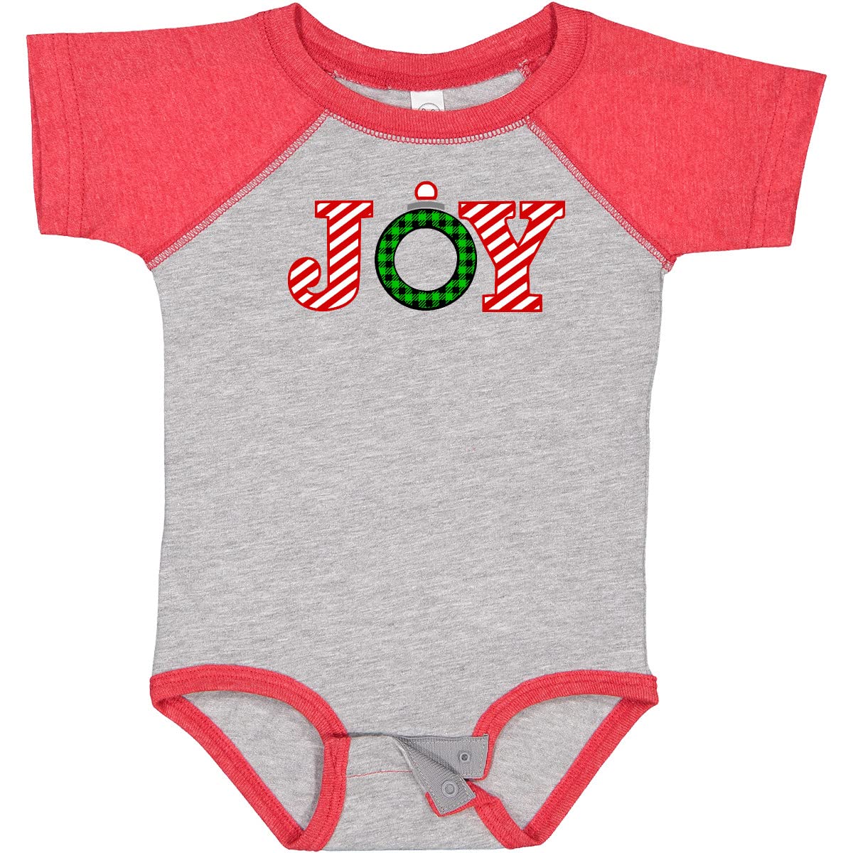 Inktastic Joy Christmas Ornament with Candy Cane Stripes Baby Bodysuit - Festive Holiday Outfit for Infants & Newborns - Perfect for Christmas Photos, Family Gatherings & Holiday Celebrations