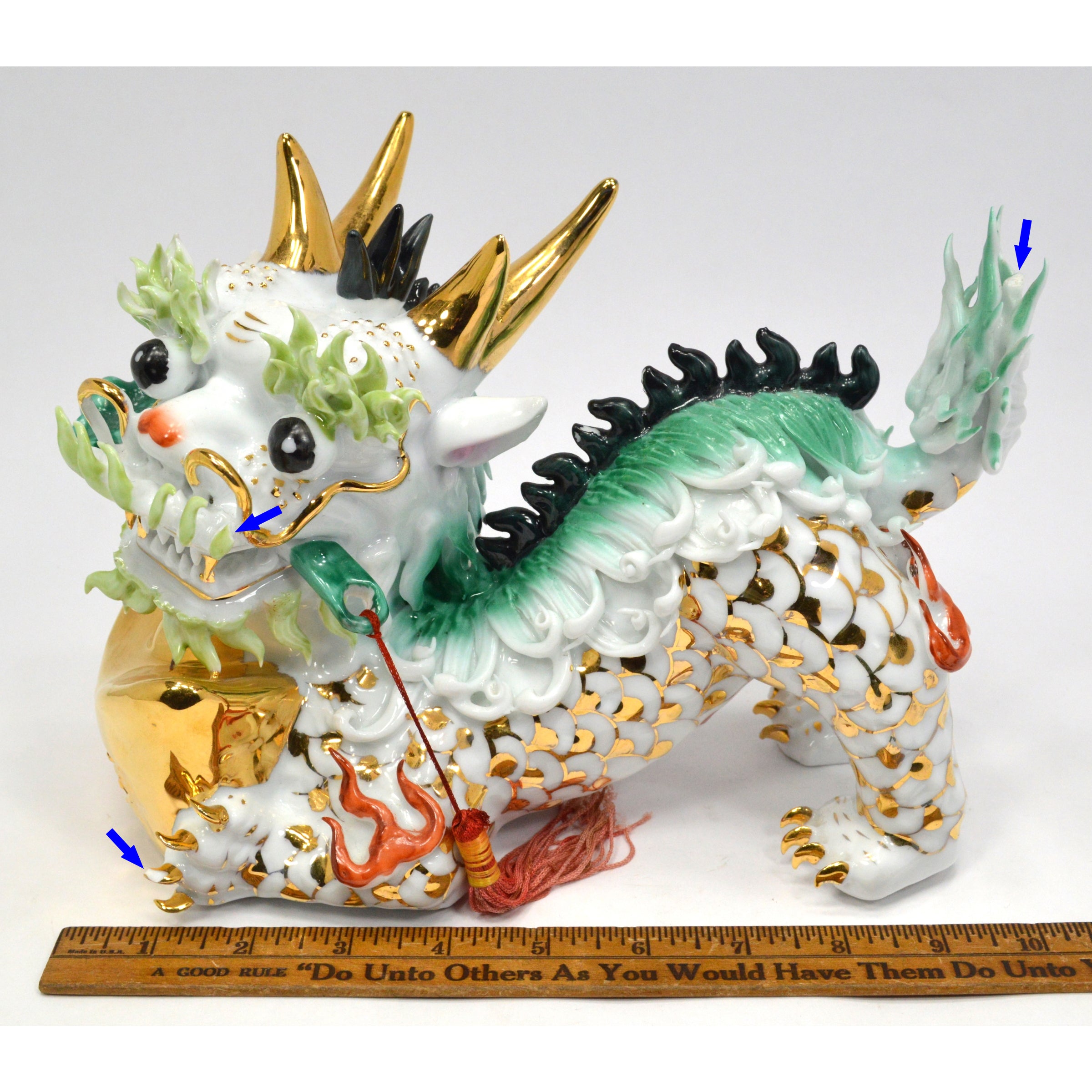 Chinese Foo Dog Porcelain Figurine - Imperial Temple Guardian Statue (Female 1 of 2) | Asian Home Decor, Feng Shui Protection, Gift for Collectors