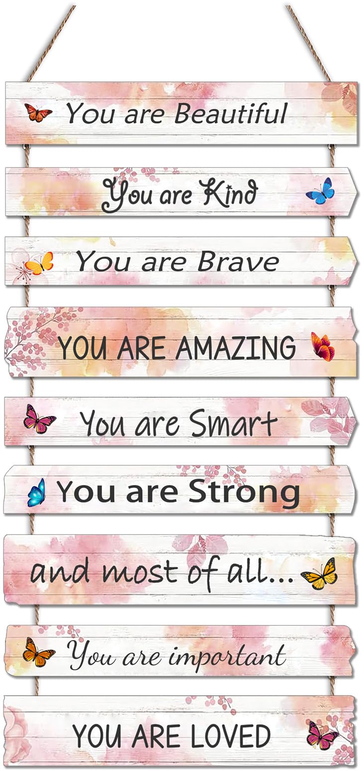 Butterfly Girl's Room Decor - Pink Wall Art for Baby Girl, Trendy Nursery & Bedroom Decorations, Dorm & Classroom Wall Signs - Perfect for Kids' Bedroom, Bathroom & Playroom Decor