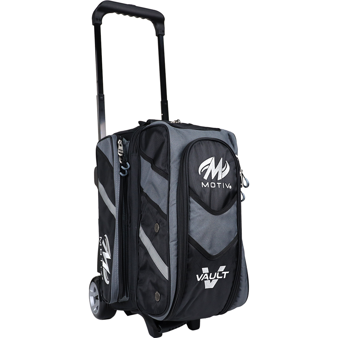 Motiv Vault 2 Ball Double Roller Covert Black Bowling Bag - Durable & Stylish Bowling Accessory for League Players & Tournaments | Perfect for Travel & Storage