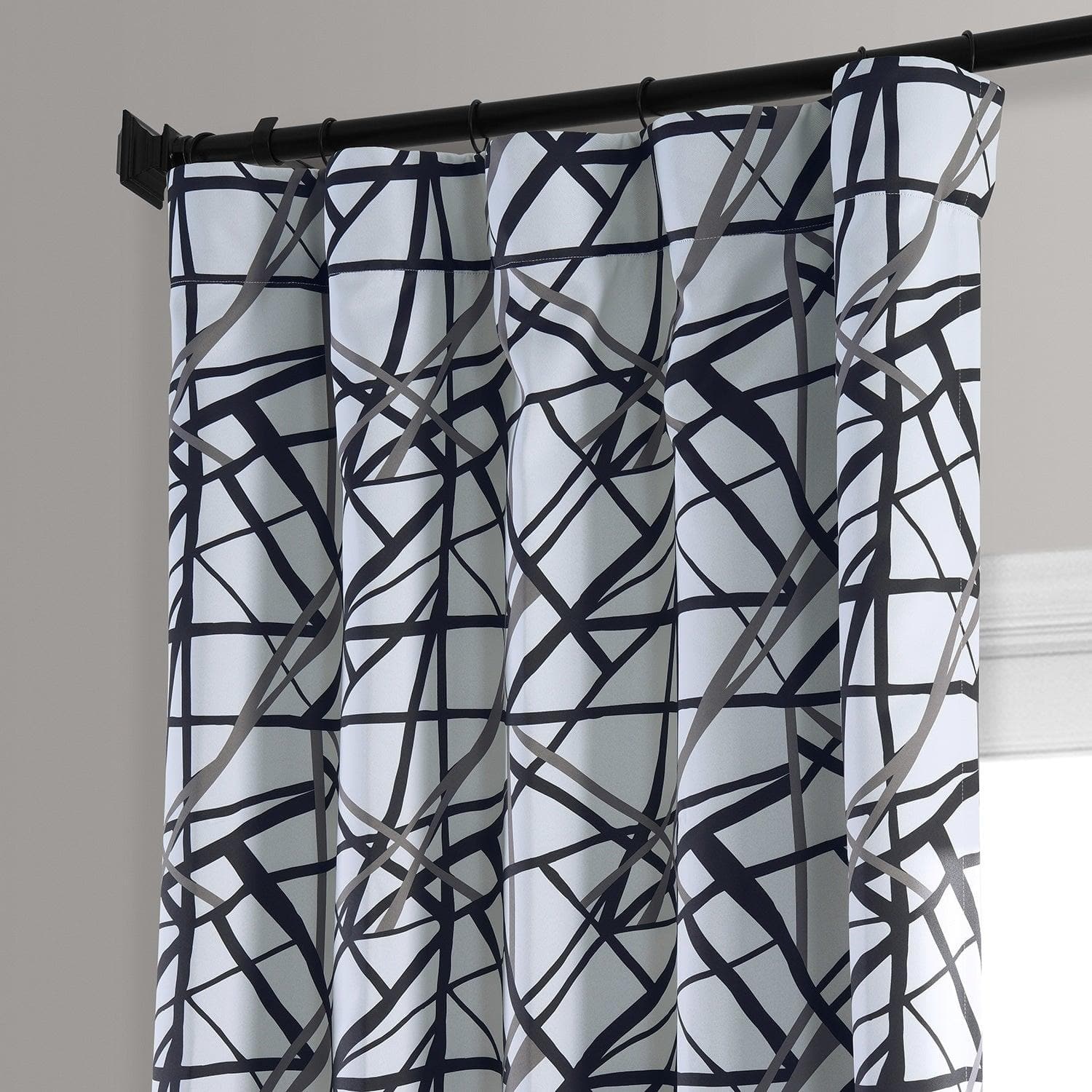 Blackout Curtains for Bedroom - Gridlock Black Steel Abstract Room Darkening Window Drapes - Perfect for Home Theater, Nursery & Light Sleepers