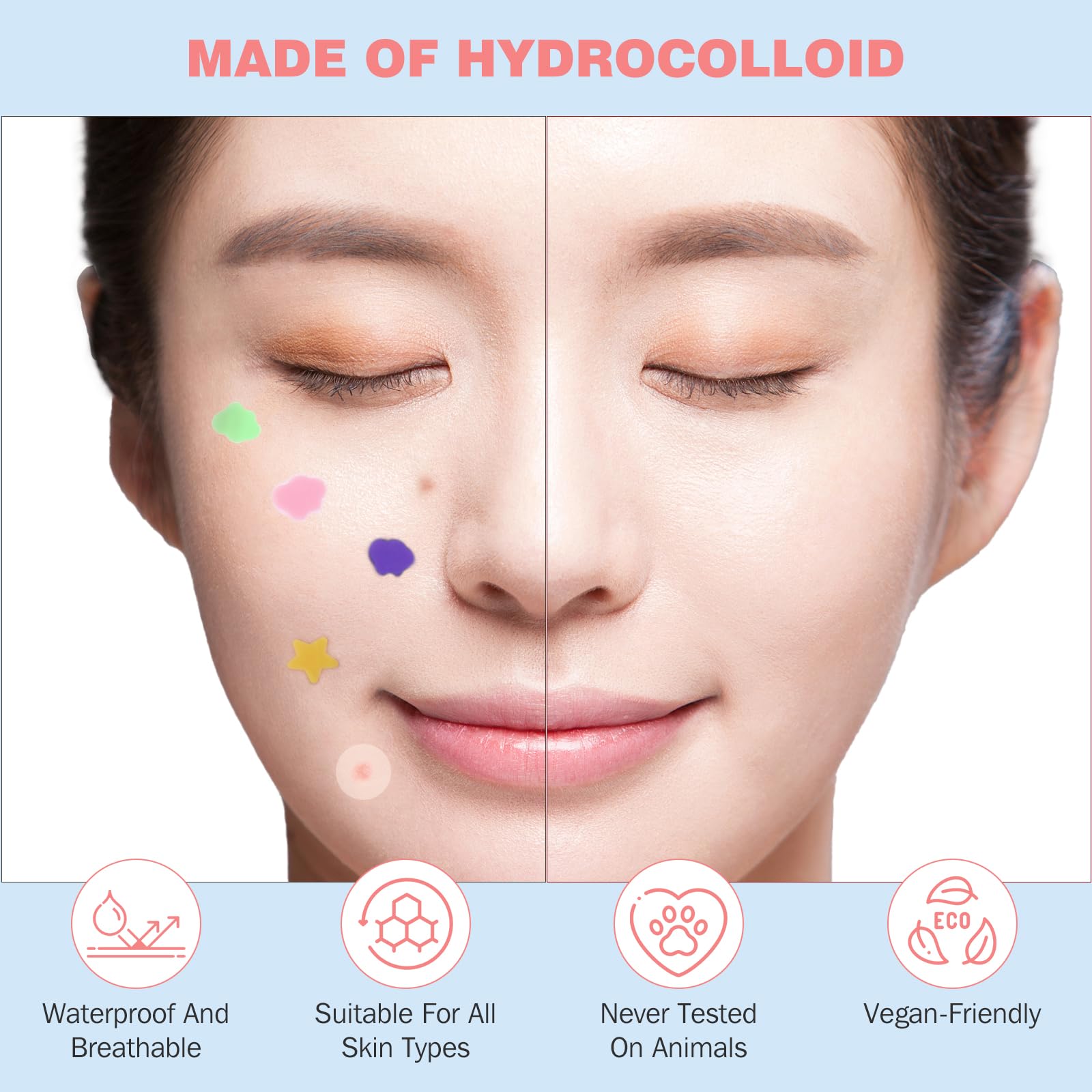 280PCS Hydrocolloid Acne Patches for Face - Star-Shaped Pimple Patches for Zits & Blemishes - Gentle Facial Skin Care Treatment - Perfect for Overnight Spot Treatment & Daily Acne Care
