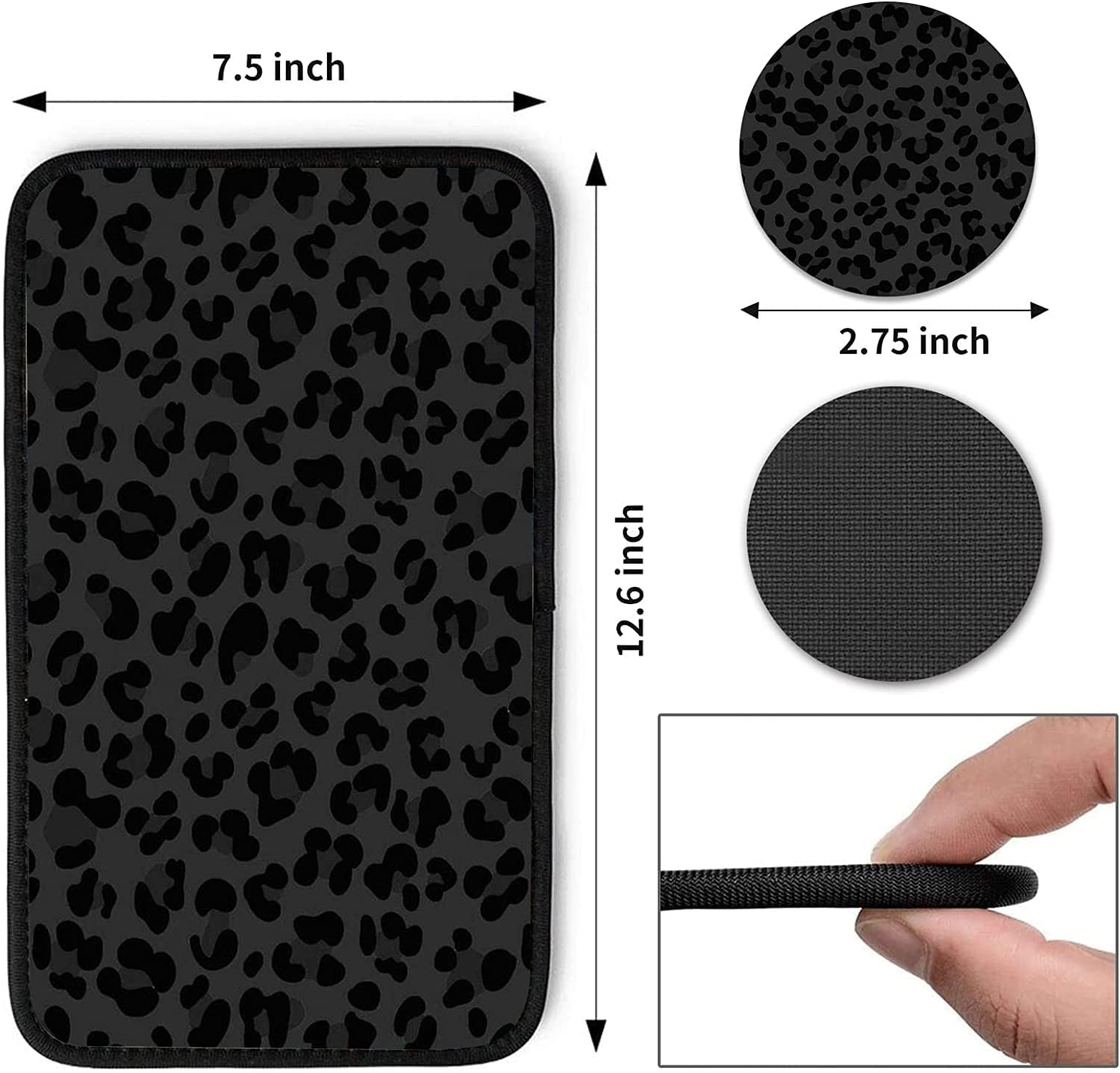 Universal Leopard Print Car Center Console Cover - Waterproof Armrest Protector for Cars, Black & Green Cheetah Animal Design - Includes Bonus Car Coaster | Perfect for SUVs, Sedans & Trucks