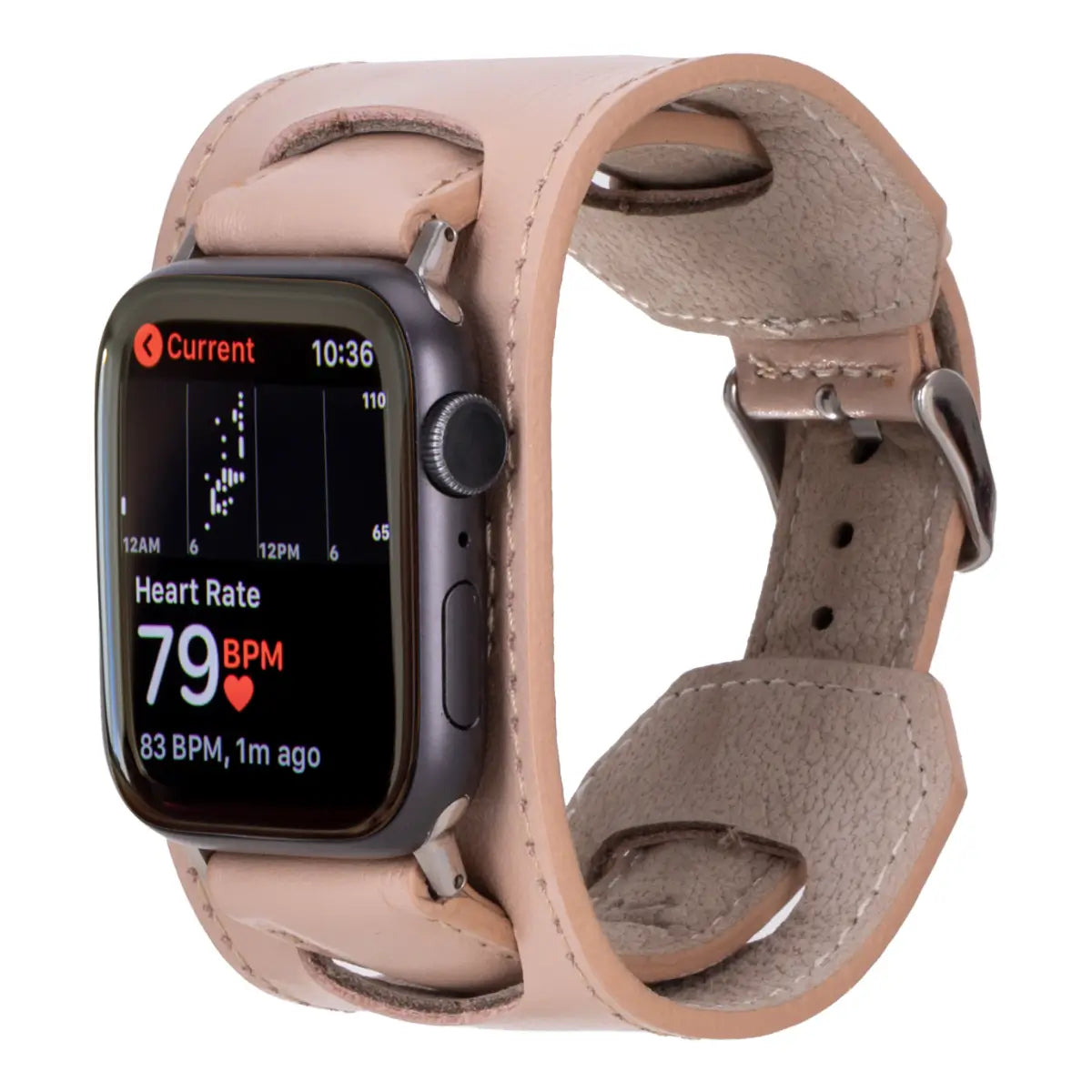 Stylish Nude Pink Leather Cuff Band for Apple Watch - Perfect for Work, Gym & Everyday Wear