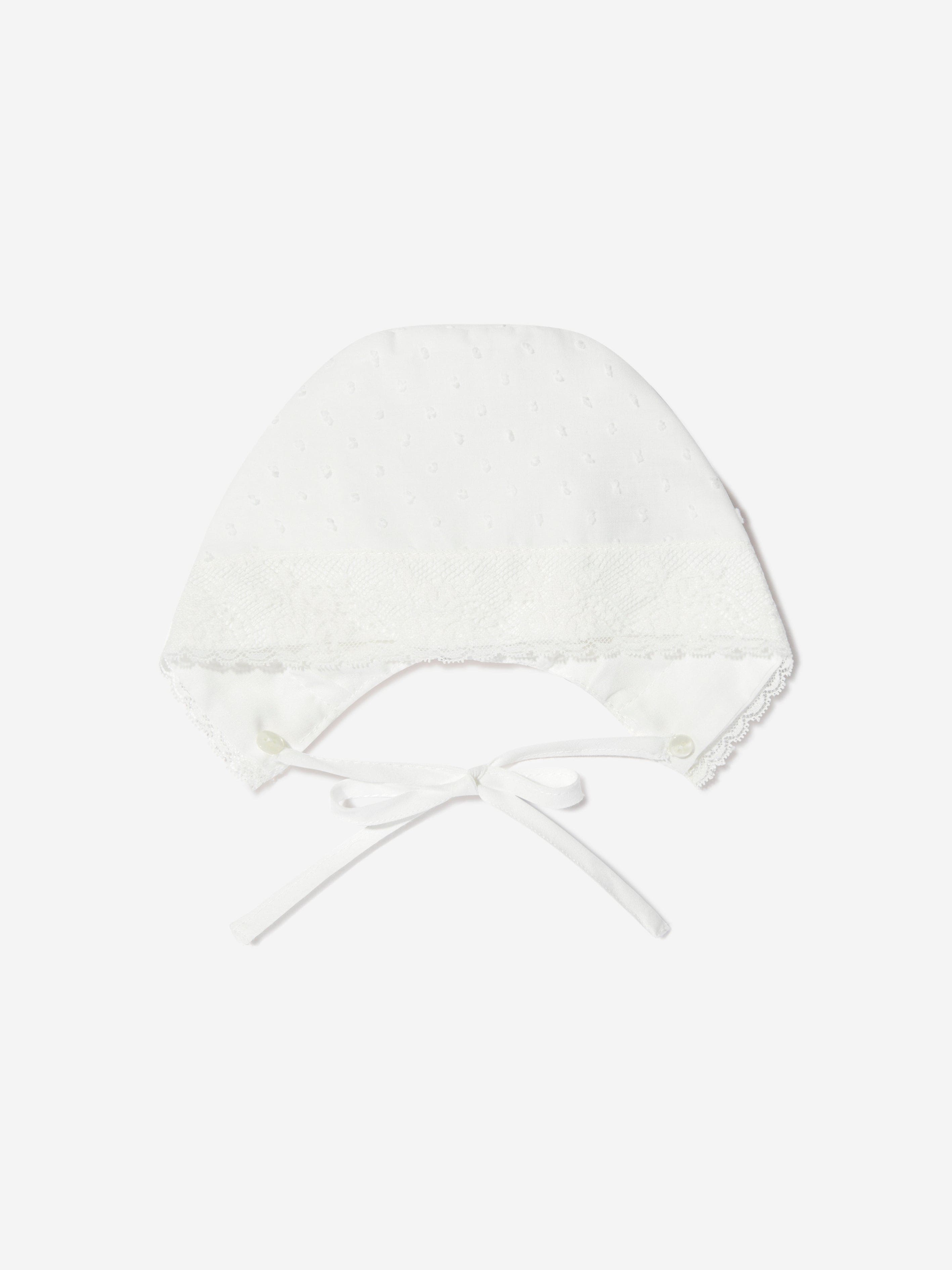 Ivory Baby Girls Bubble Romper & Bonnet Set - Soft Cotton Outfit for Newborns, Infants - Perfect for Photoshoots, Christenings & Special Occasions