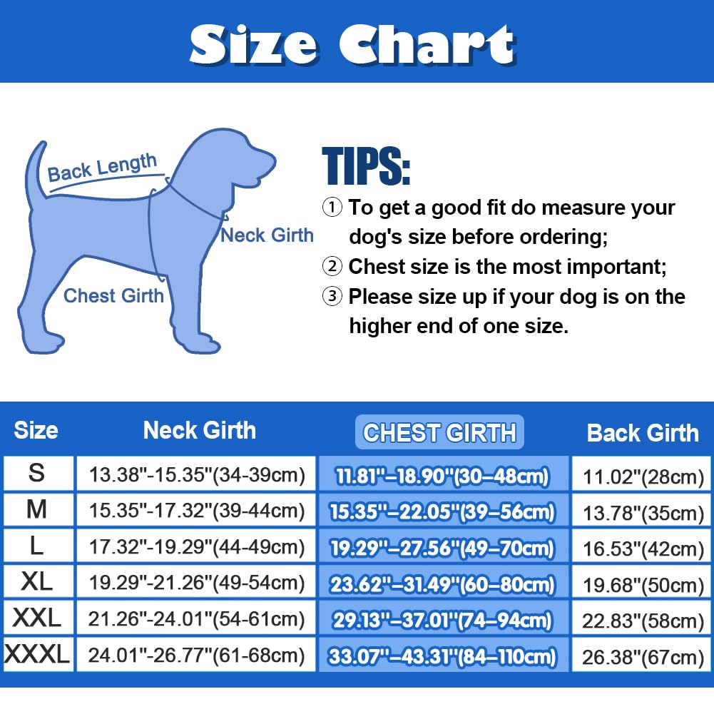 EMUST Thick Windproof Dog Winter Coat - Warm Pet Jacket for Small, Medium & Large Dogs (New Blue, XXL) - Ideal for Cold Weather Walks & Outdoor Adventures