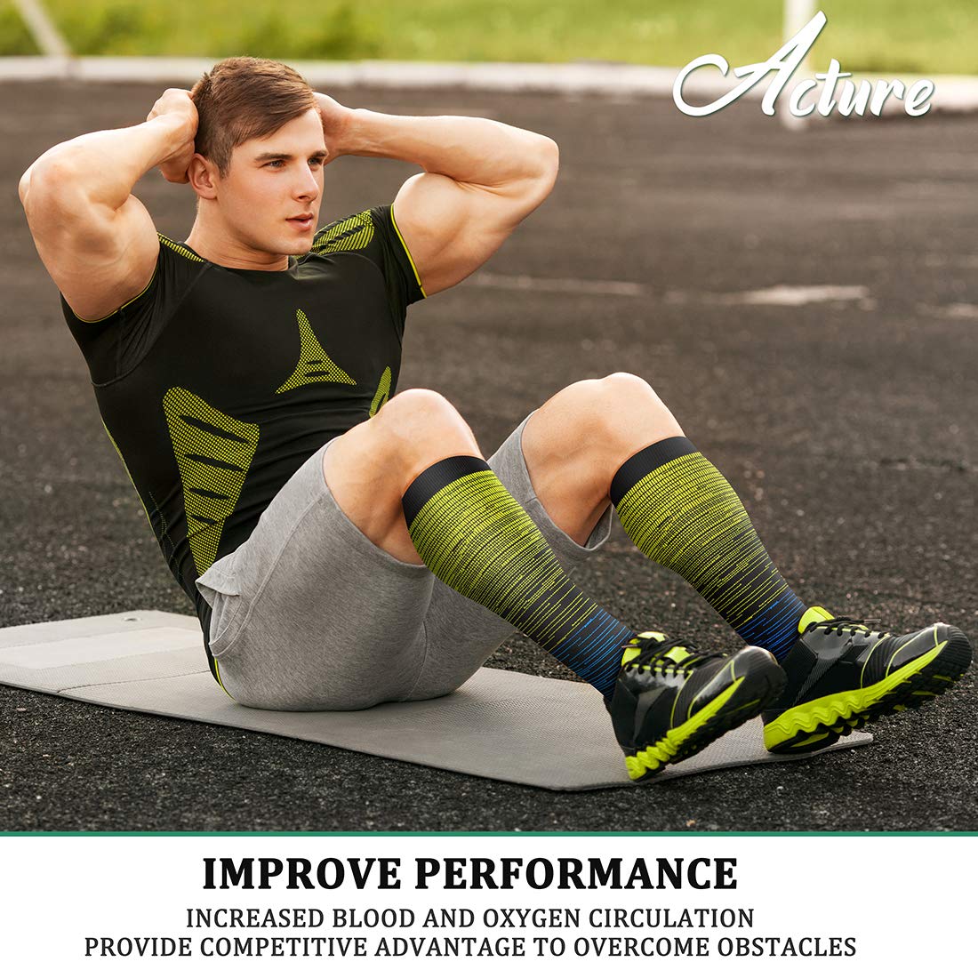 Acture 6 Pairs Compression Socks for Men & Women (15-20mmHg) - Best for Running, Sports, Medical Support, Pregnancy & Travel - Improve Circulation & Reduce Swelling for Athletes, Nurses & Frequent Flyers