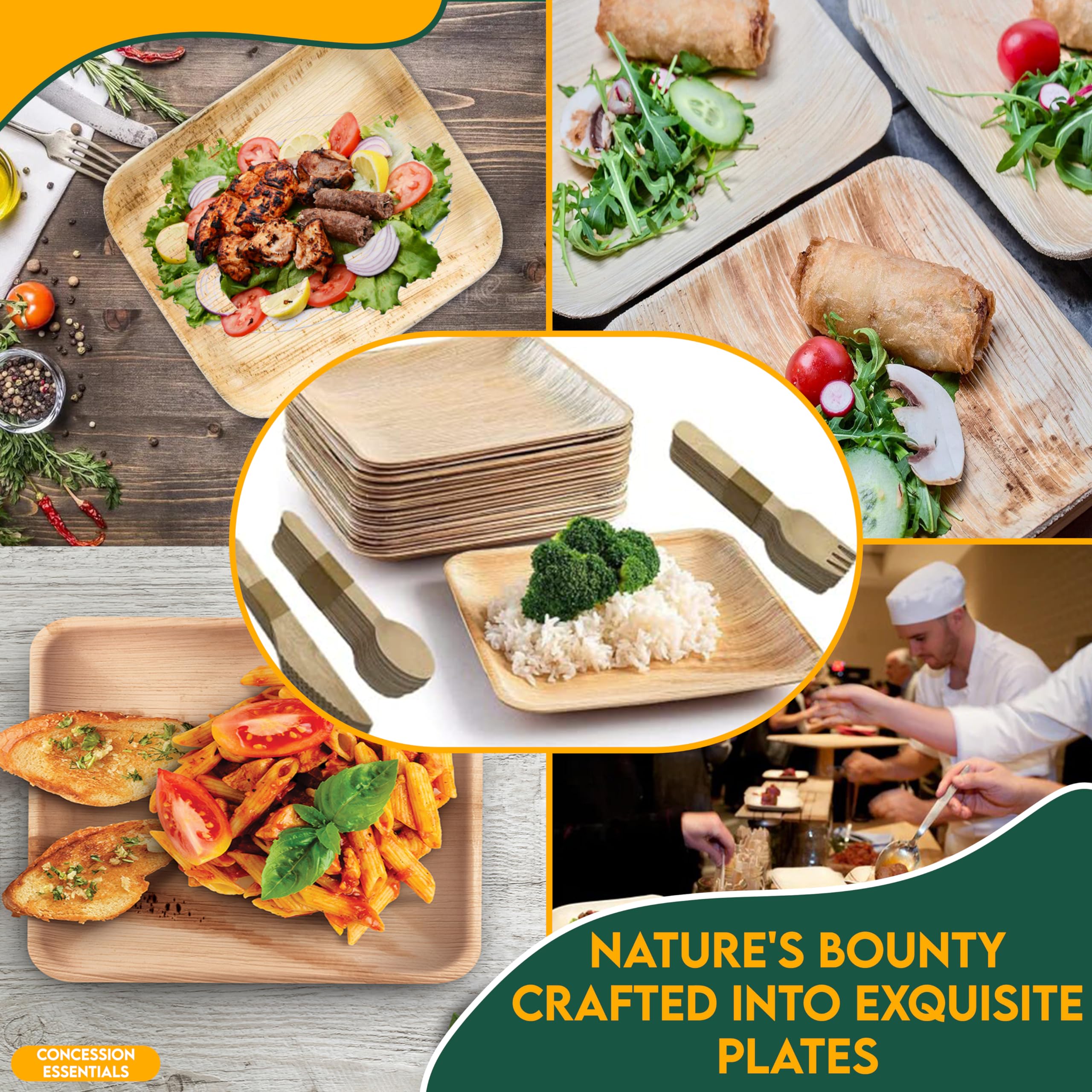 Eco-Friendly Palm Leaf Plates 25-Pack - Biodegradable & Compostable Disposable Dinnerware, 6