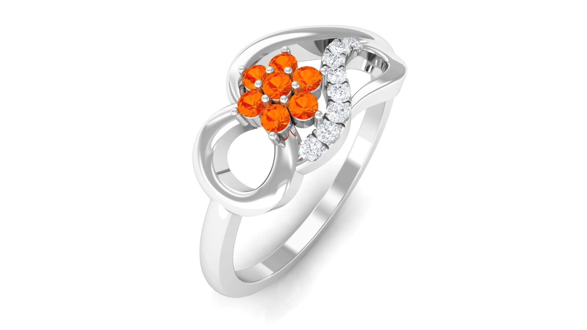 0.50 CT Certified Orange Sapphire and Diamond Ring for Women - 14K Solid Gold Infinity Promise Ring - Perfect for Anniversaries, Engagements & Special Occasions