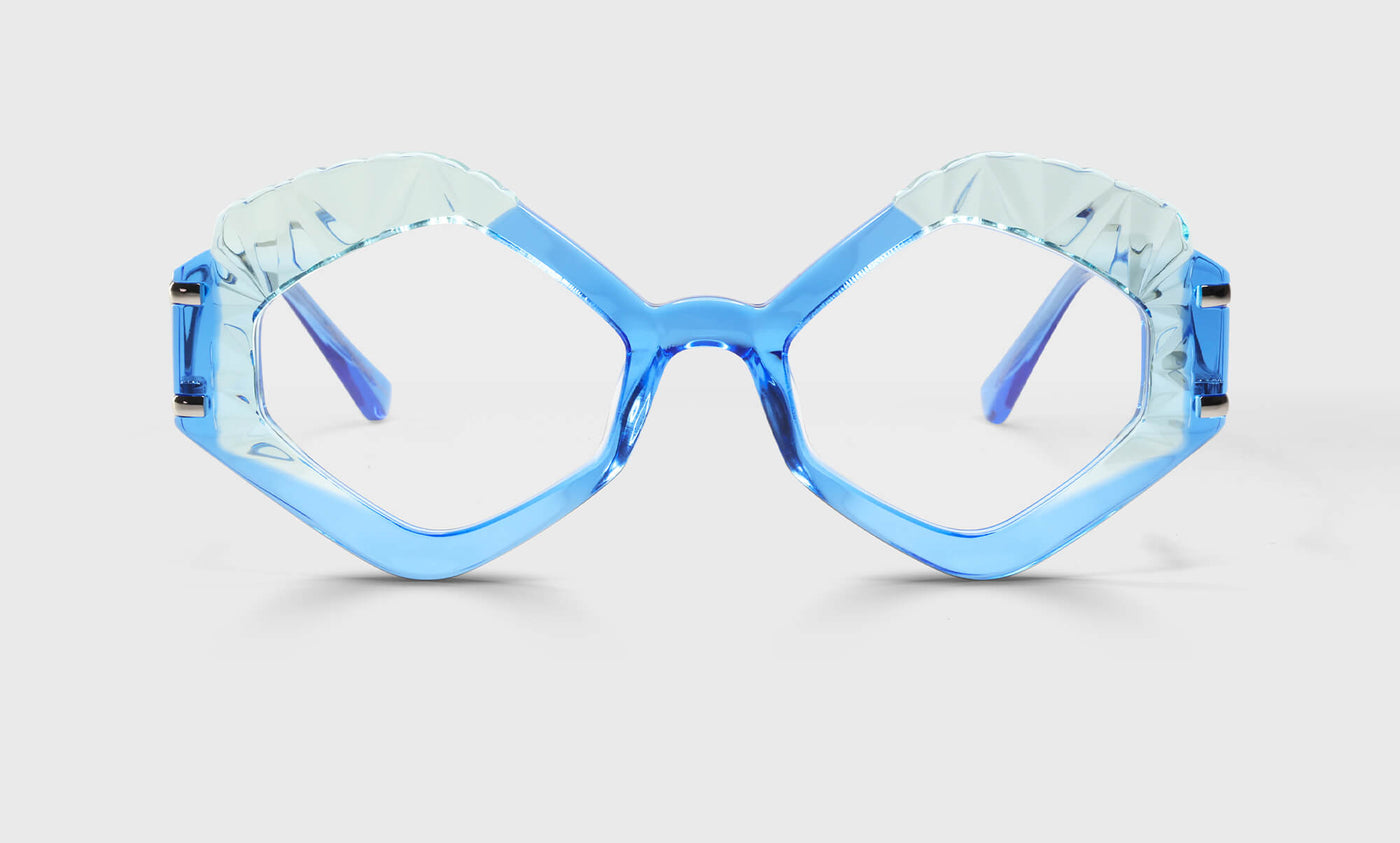Elegant Pale Blue Eyeglass Frames with Stainless Steel Temples – Lightweight & Stylish for Work, Reading, and Everyday Wear