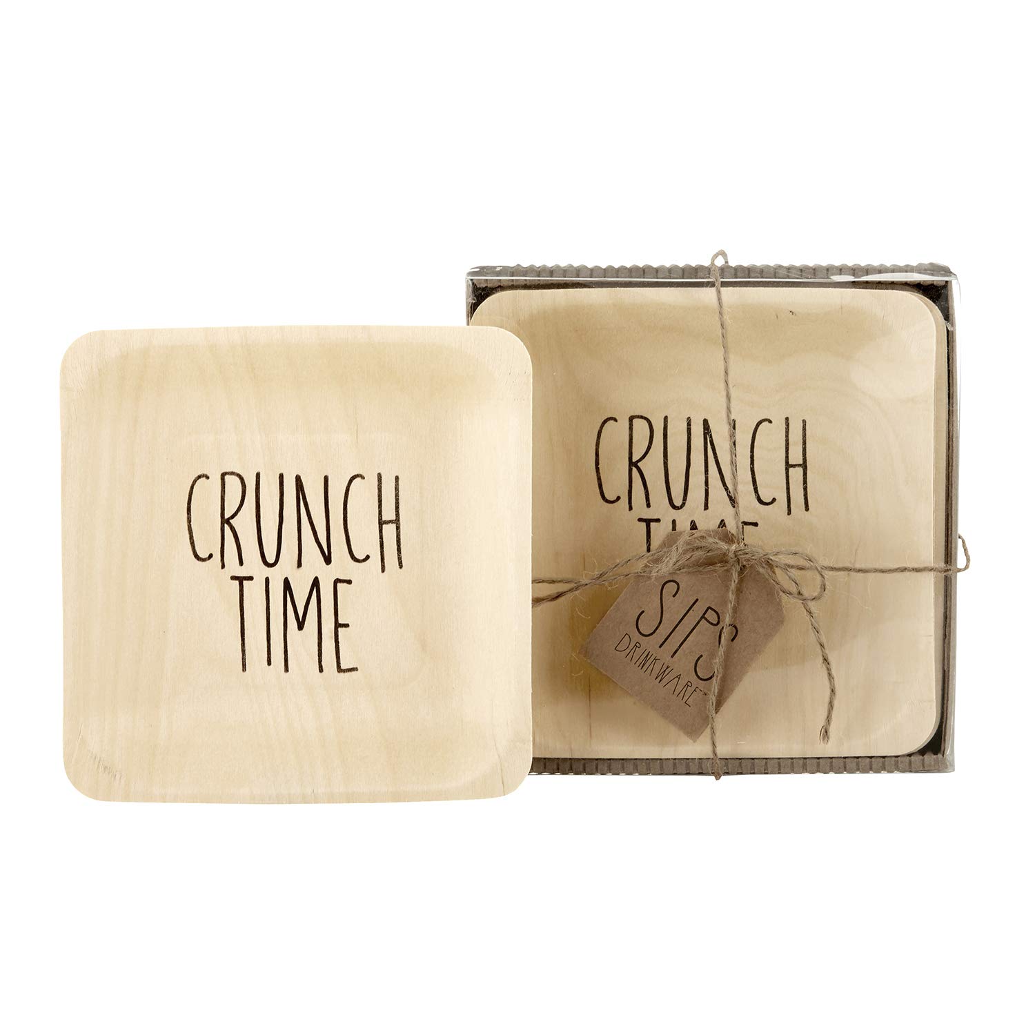 Eco-Friendly Birchwood Disposable Plates - Small Size for Parties, Picnics & Events | Creative Brands SIPS Crunch Time