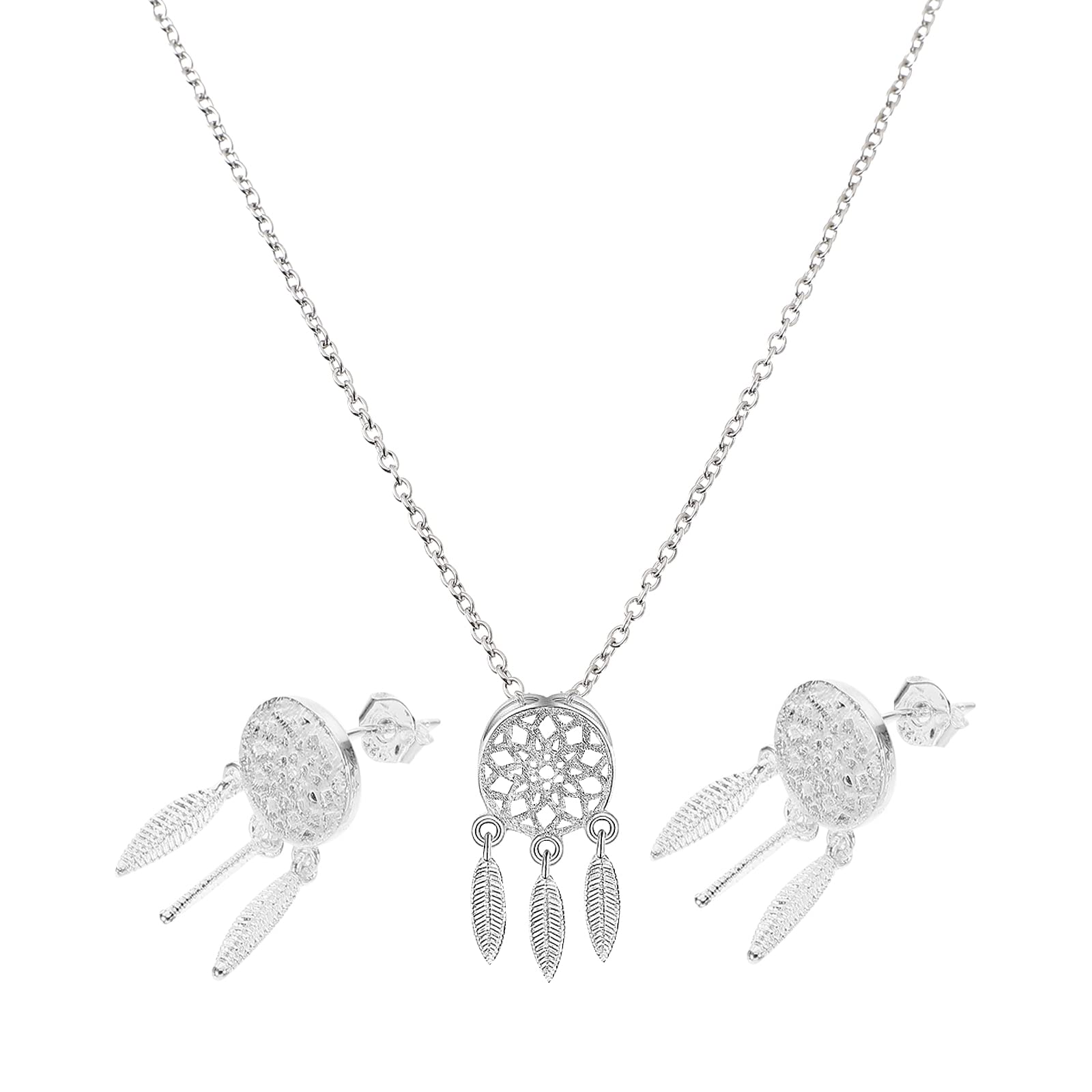 Dream Catcher Necklace and Earrings Set for Women - Boho Jewelry with Pendant for Home, Wall, and Room Decor | Perfect for Festivals, Gifts, and Bohemian Style Accessories