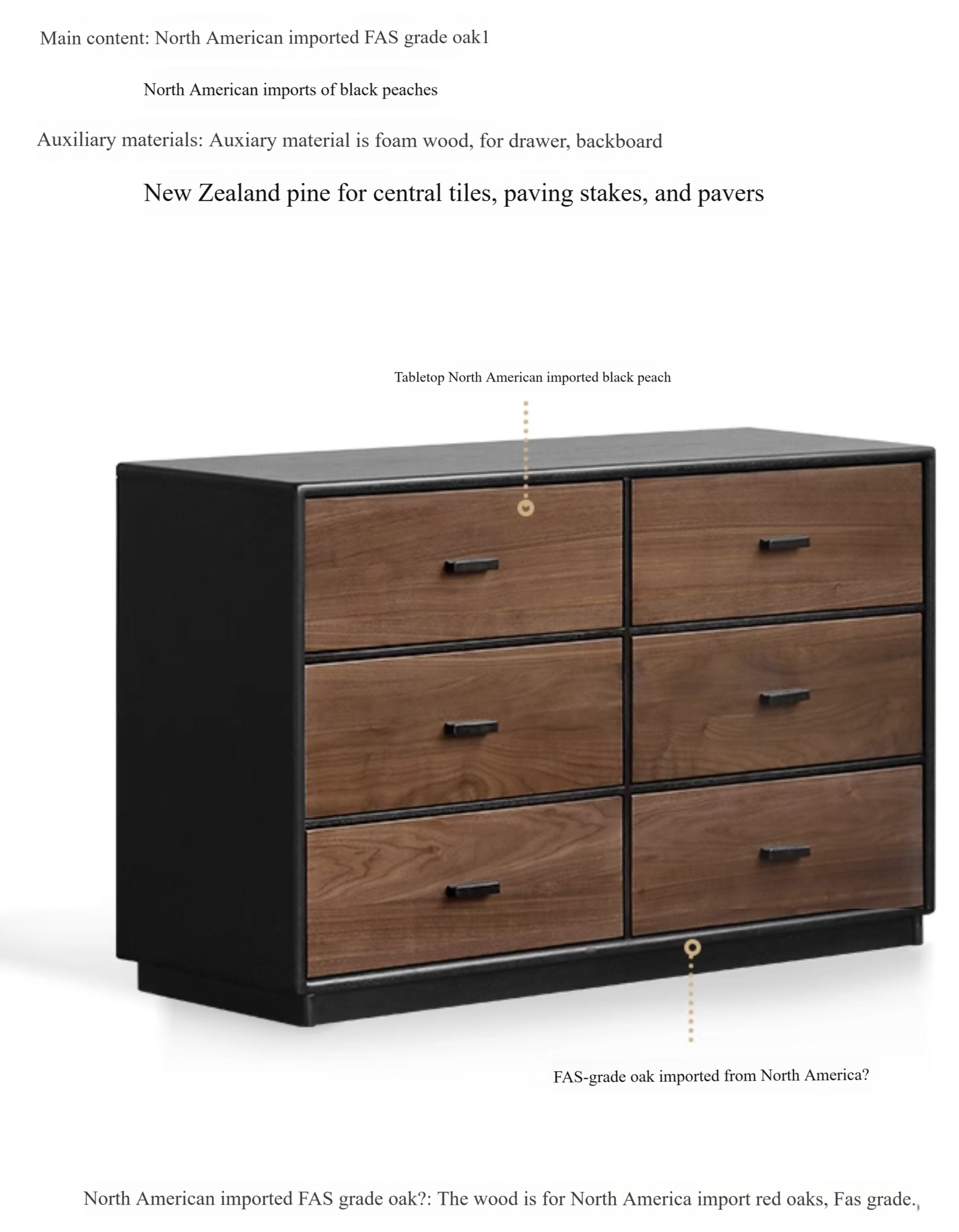 Solid Oak Wood Italian Light Luxury Chest of Drawers - Elegant Bedroom Dresser for Master Suite & Guest Room Storage